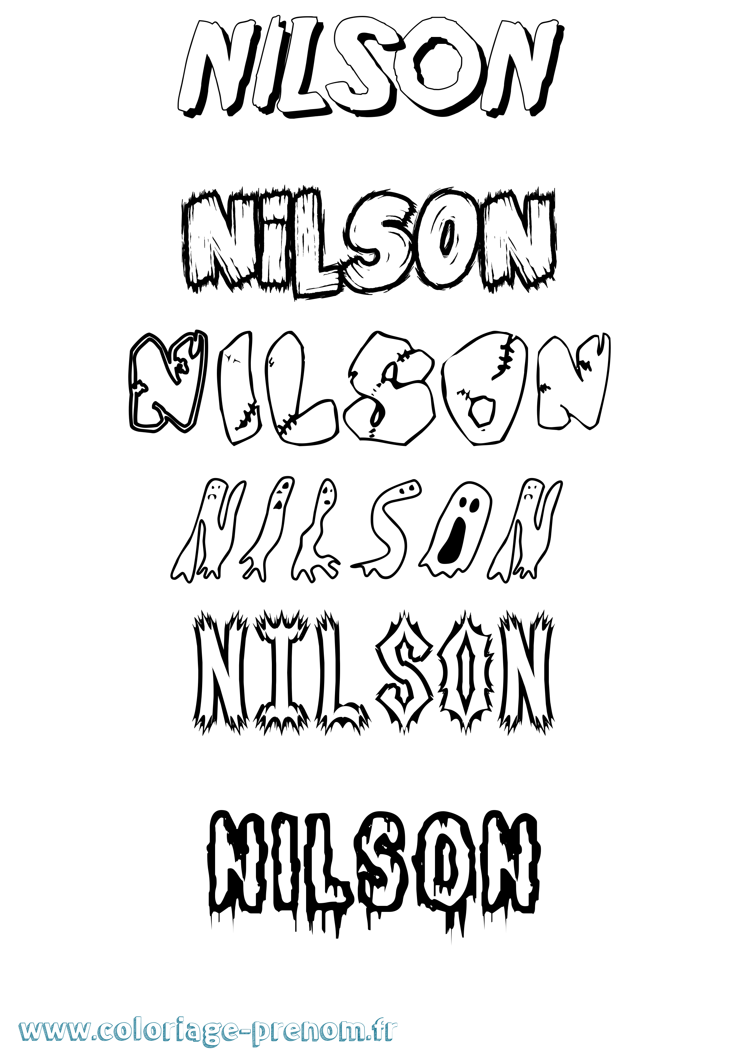 Coloriage prénom Nilson Frisson