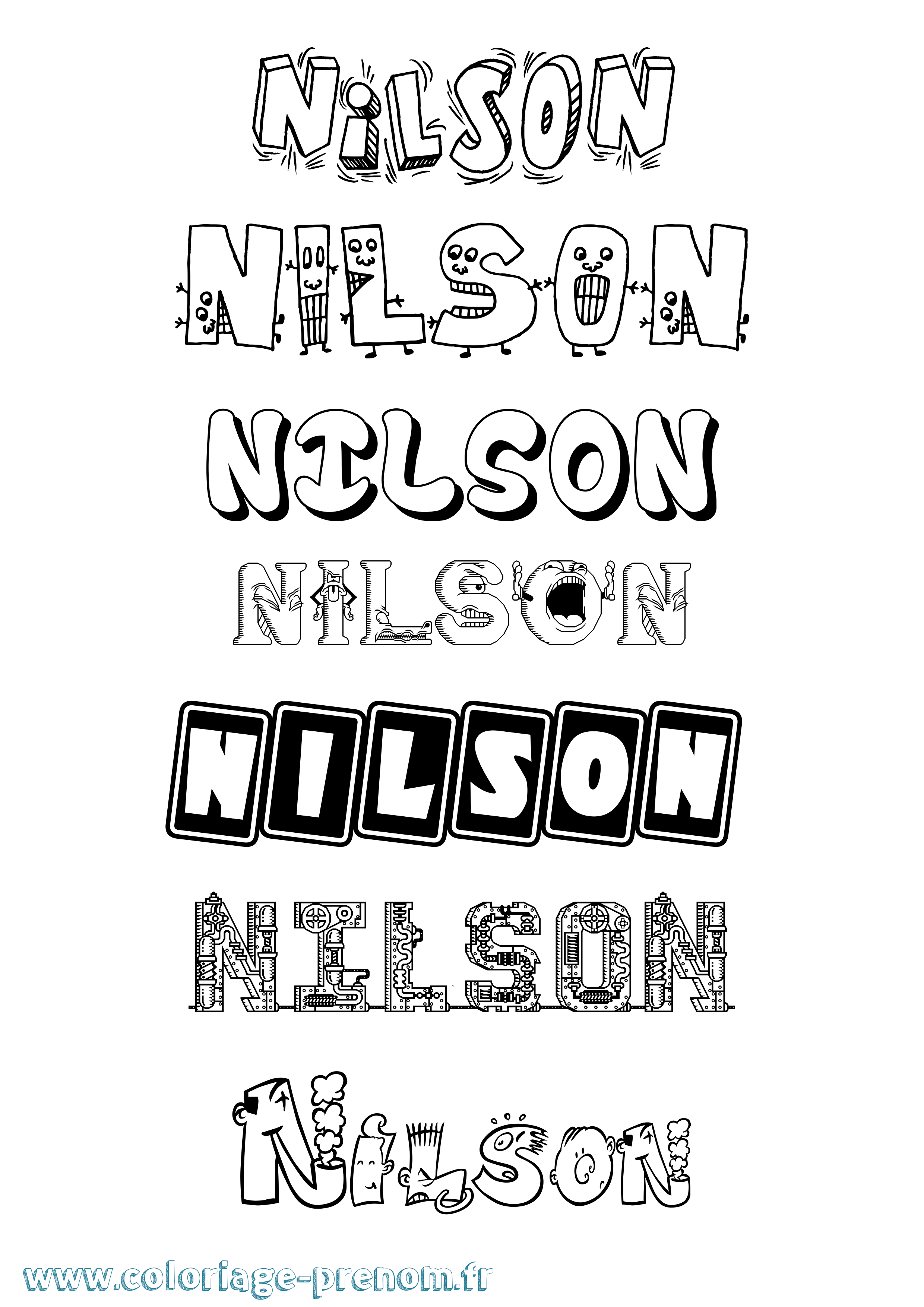 Coloriage prénom Nilson Fun