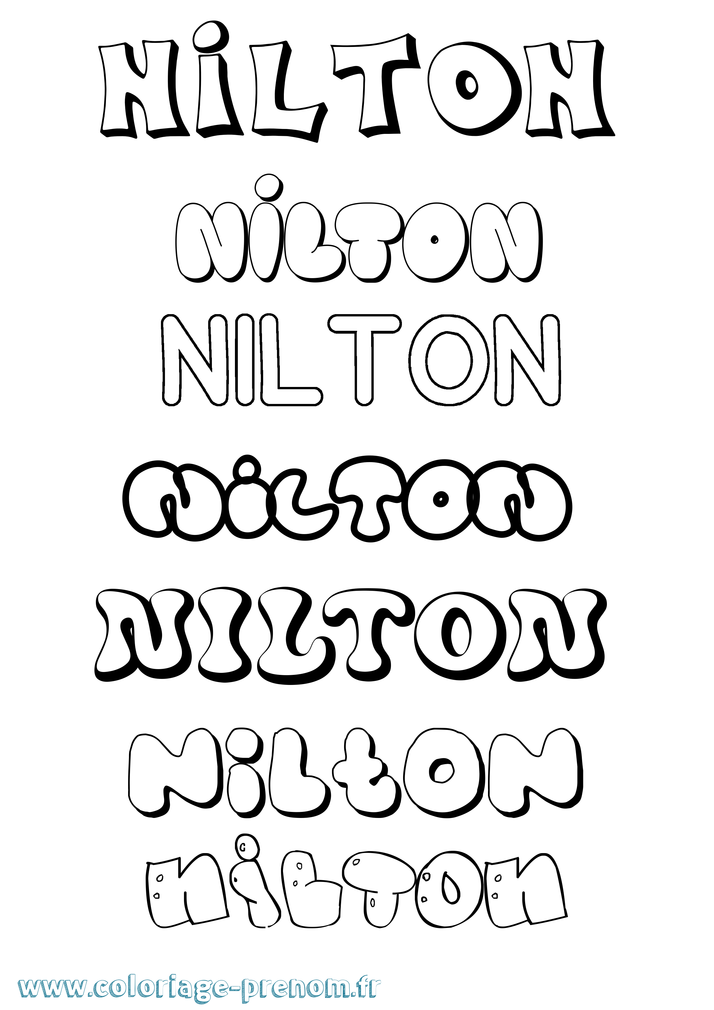 Coloriage prénom Nilton Bubble