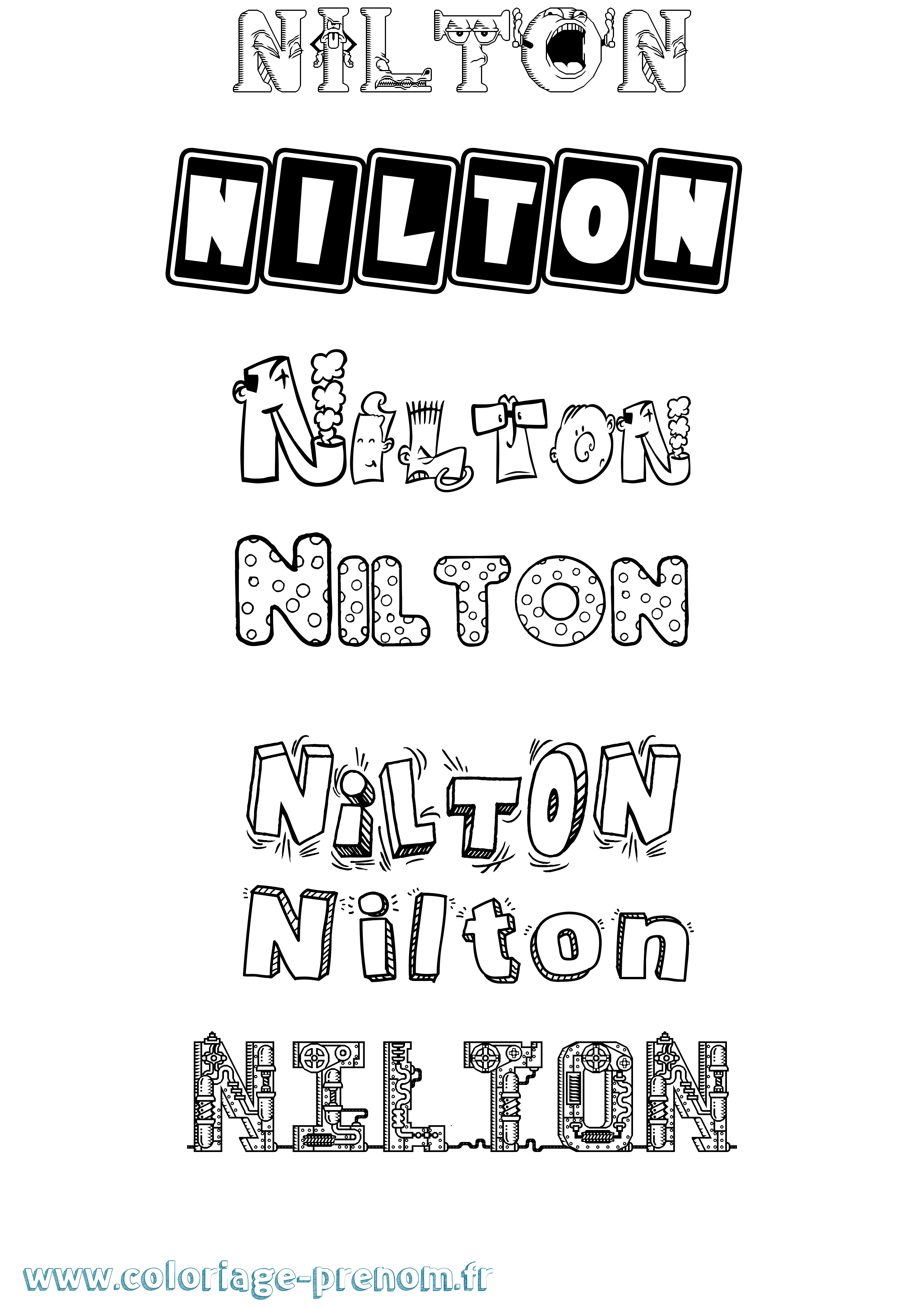 Coloriage prénom Nilton Fun