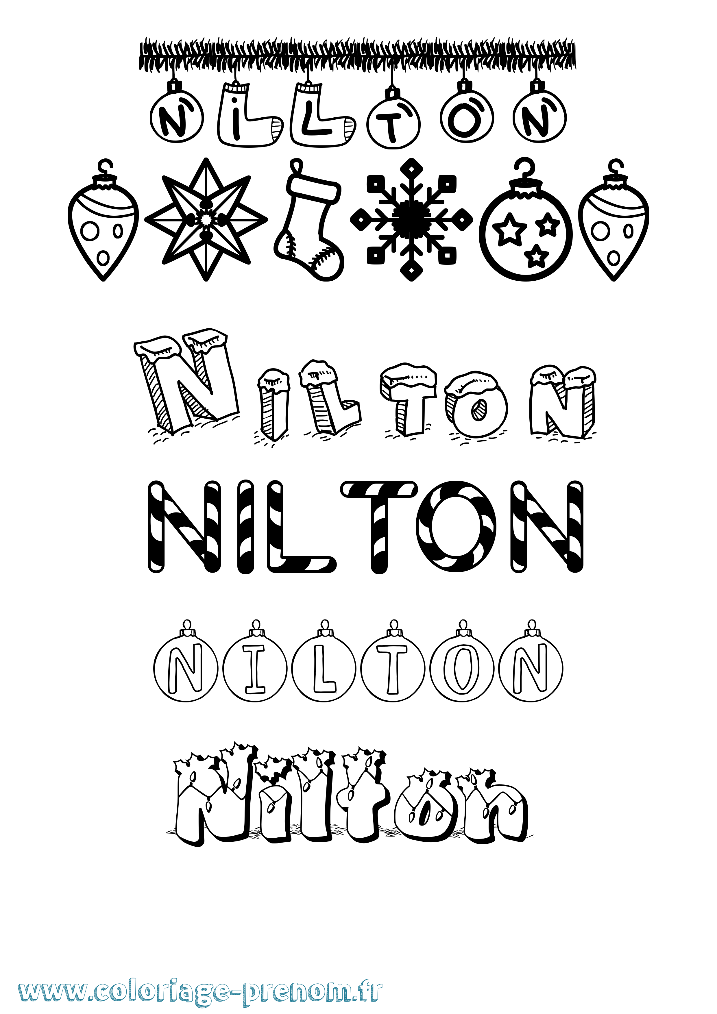 Coloriage prénom Nilton Noël