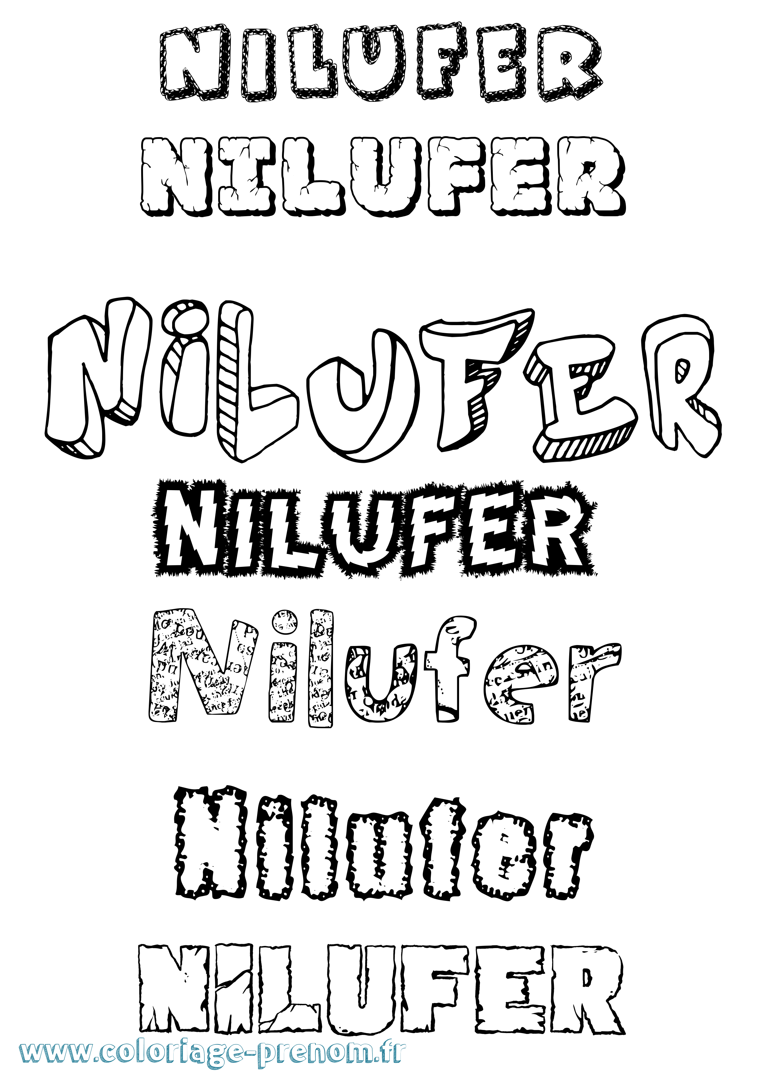 Coloriage prénom Nilufer Destructuré