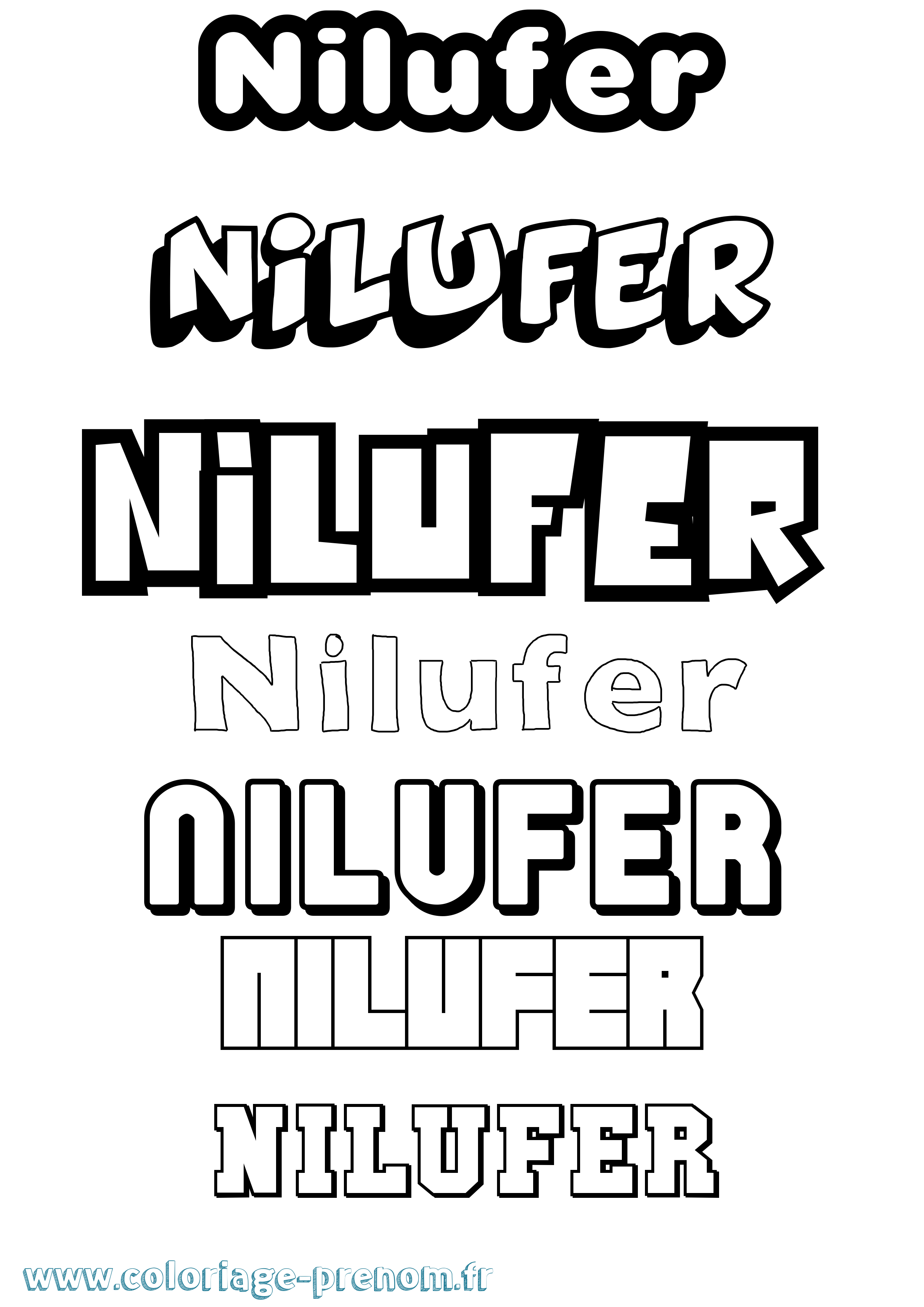 Coloriage prénom Nilufer Simple