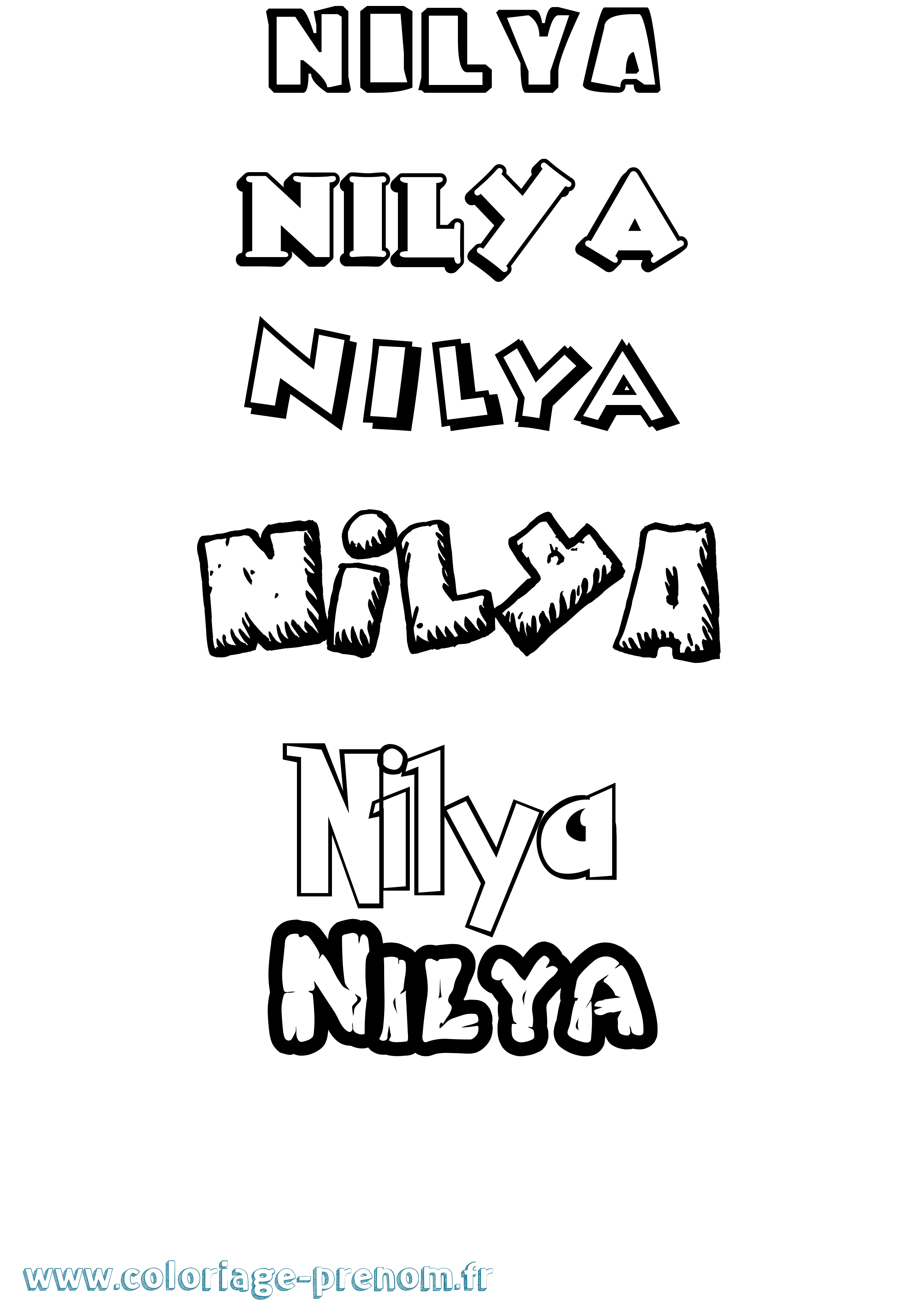 Coloriage prénom Nilya Dessin Animé