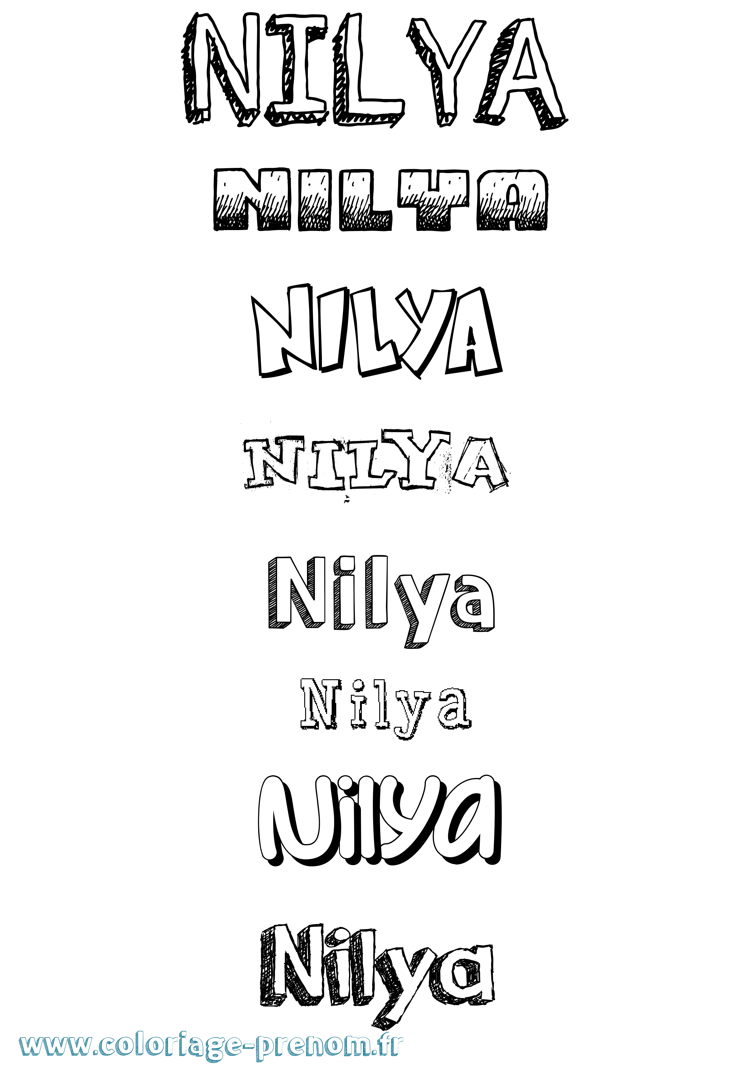 Coloriage prénom Nilya Dessiné
