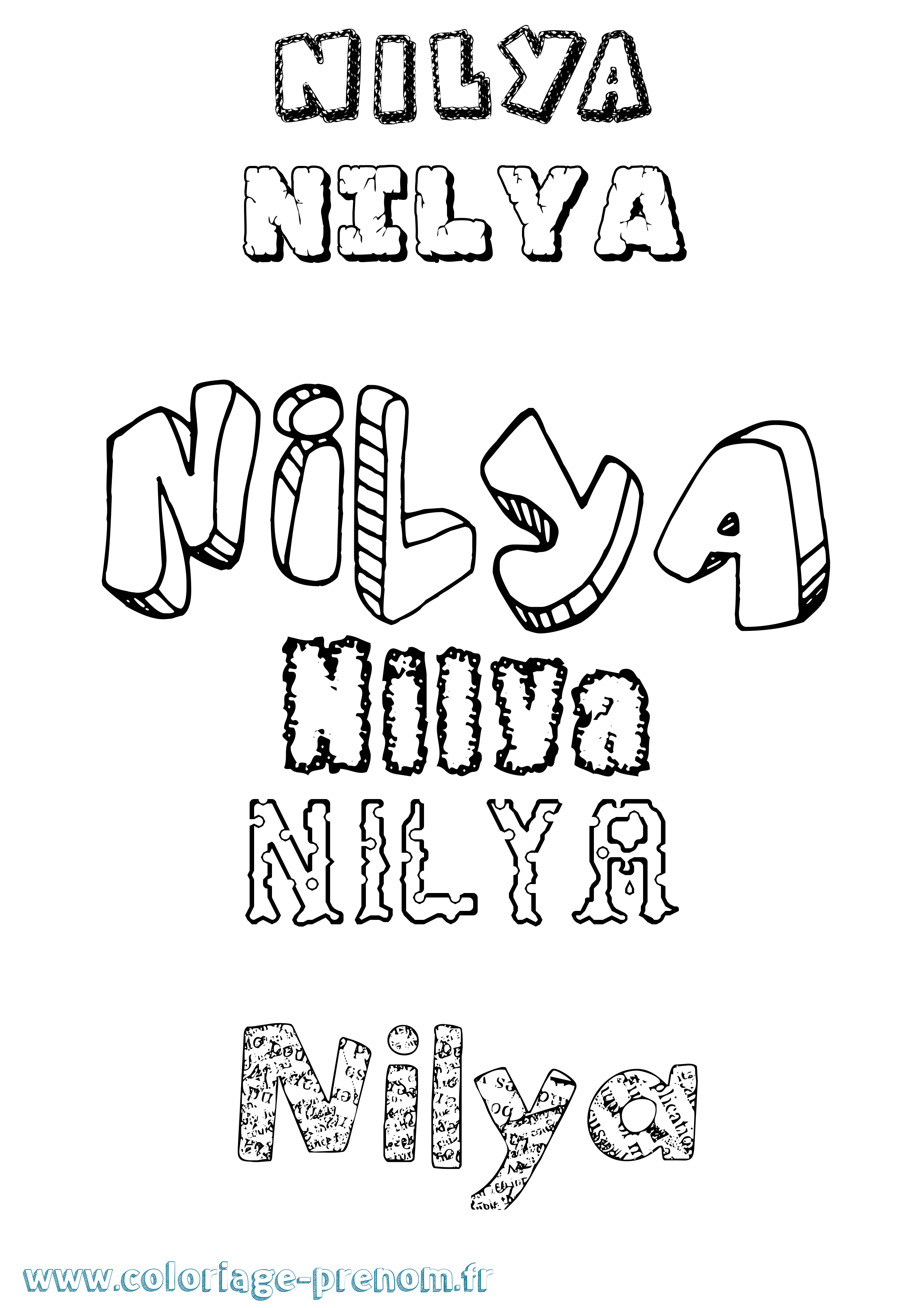 Coloriage prénom Nilya Destructuré
