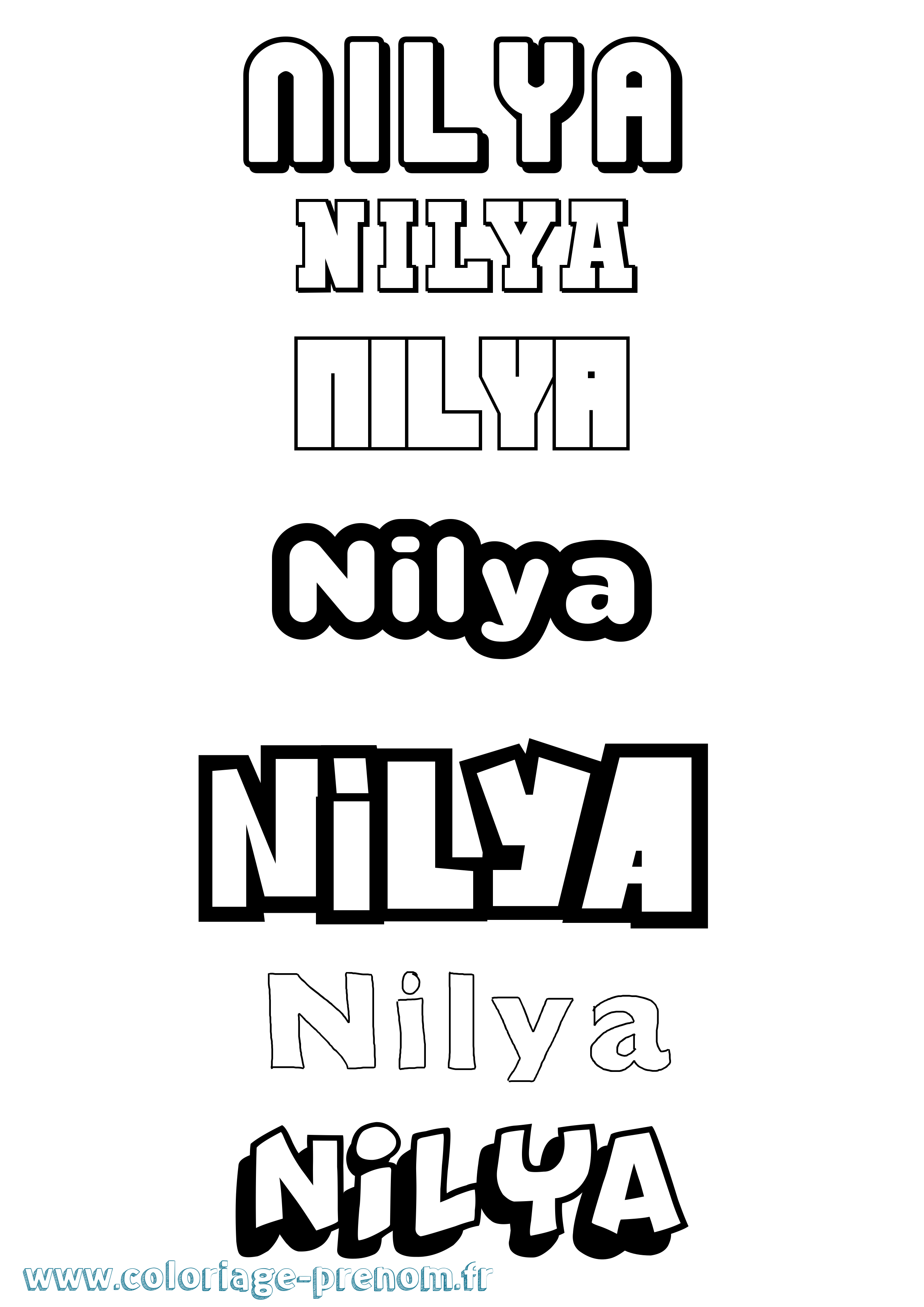 Coloriage prénom Nilya Simple