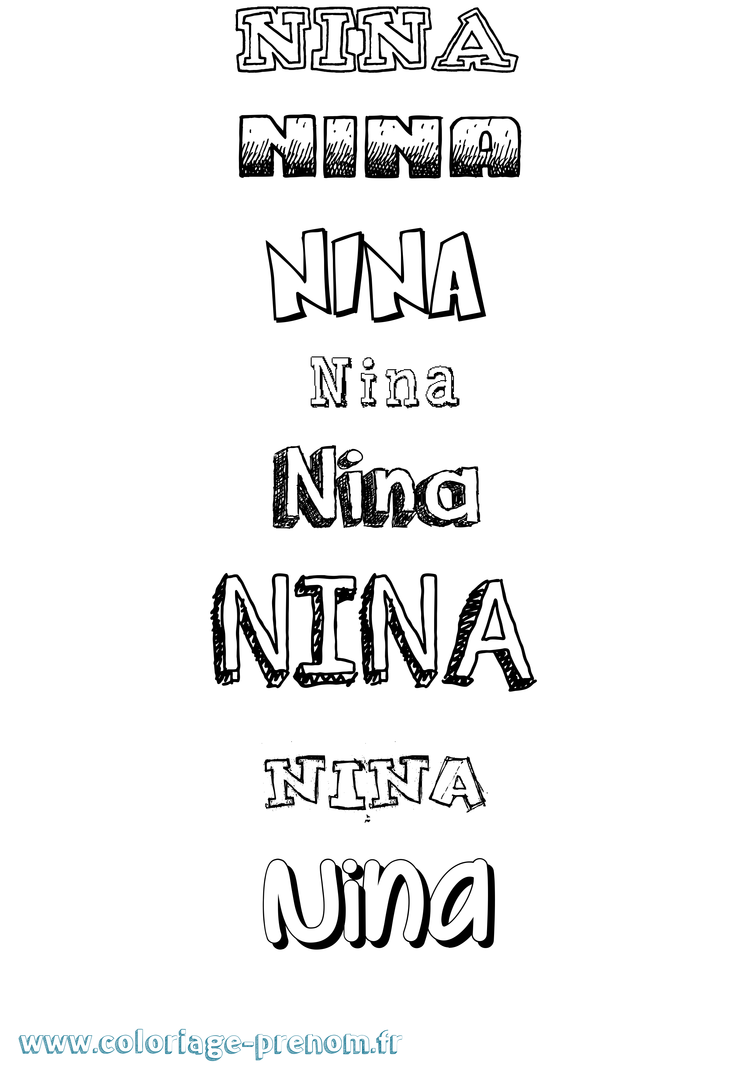 Coloriage prénom Nina Dessiné