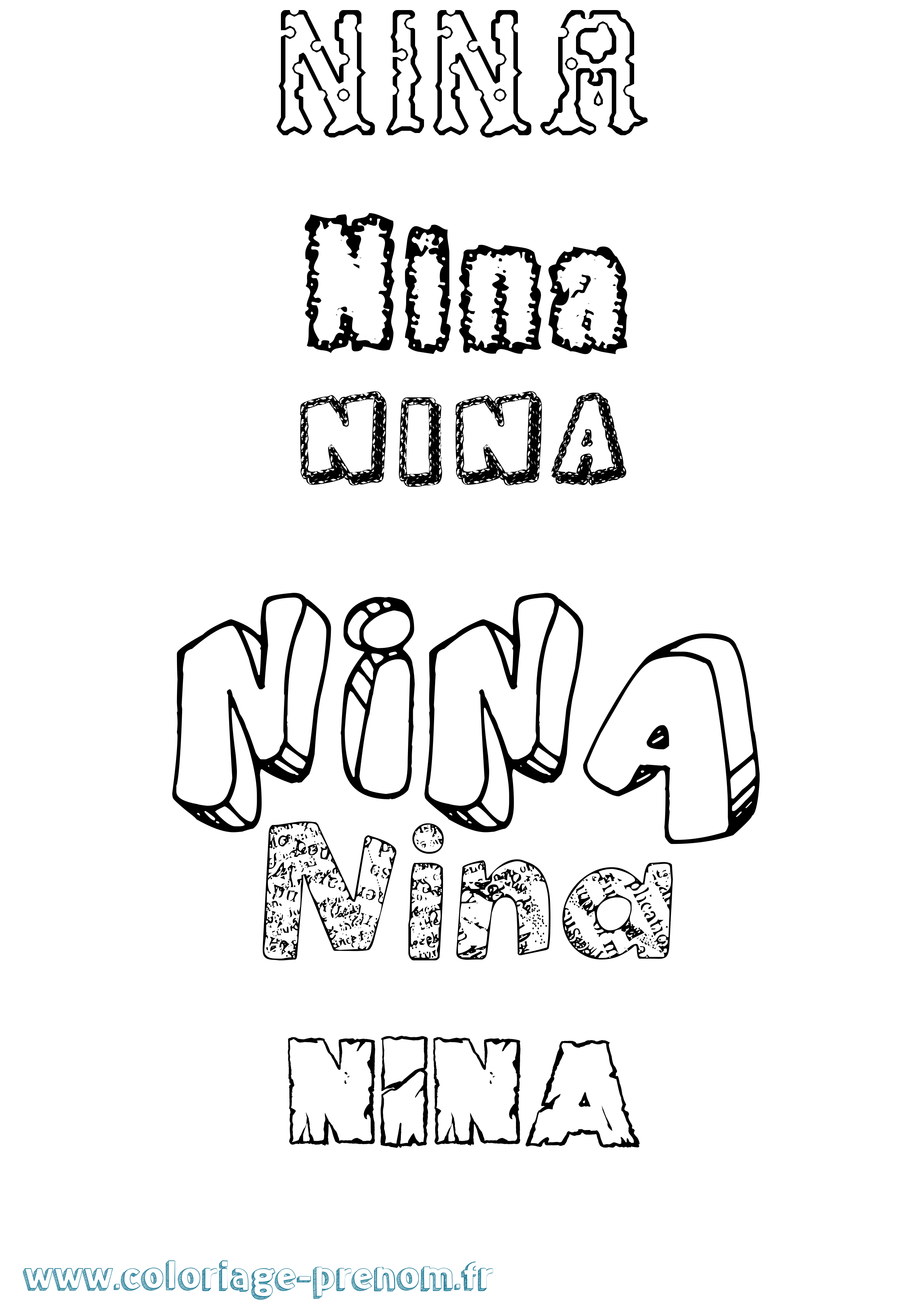 Coloriage prénom Nina Destructuré