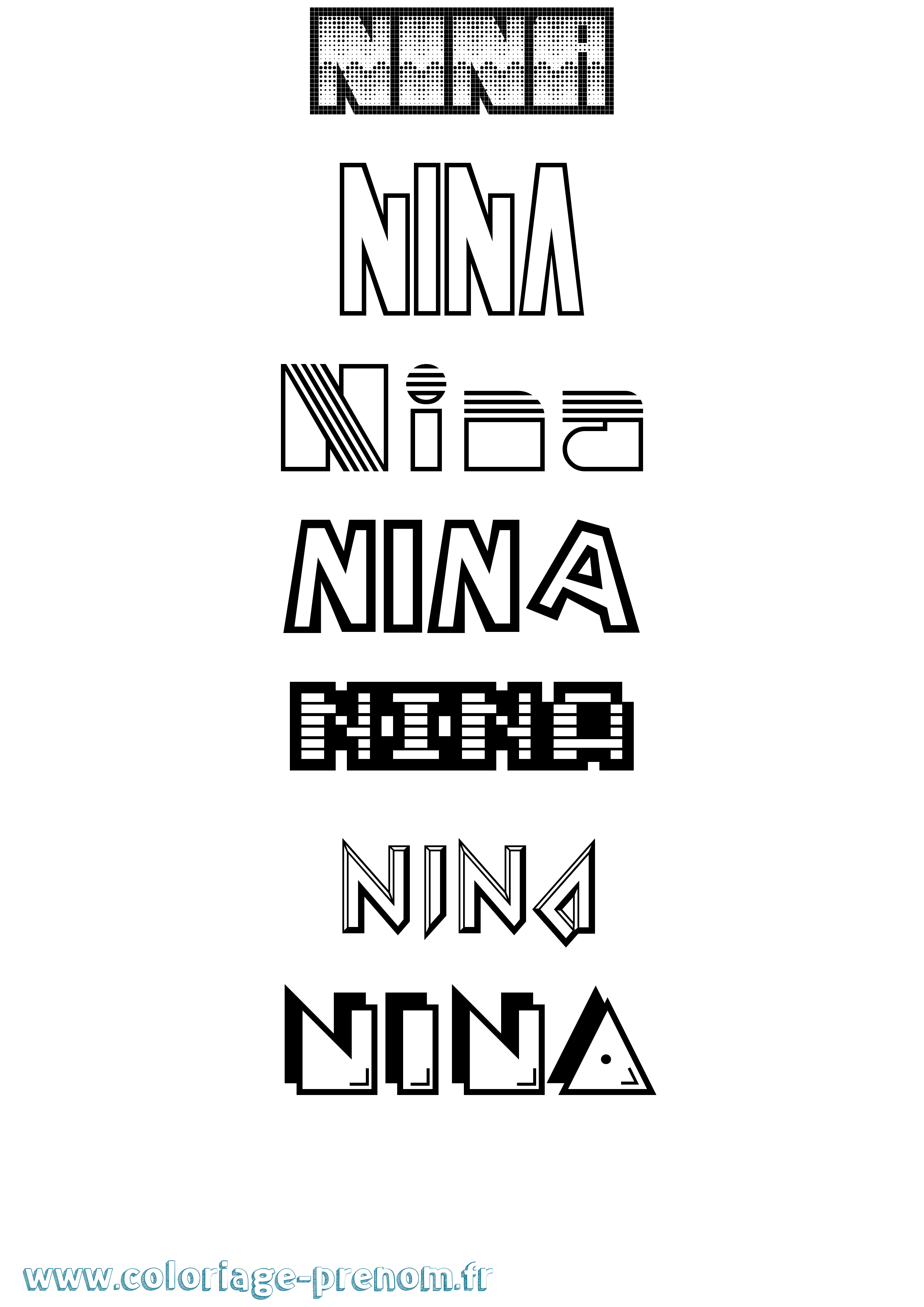 Coloriage prénom Nina
