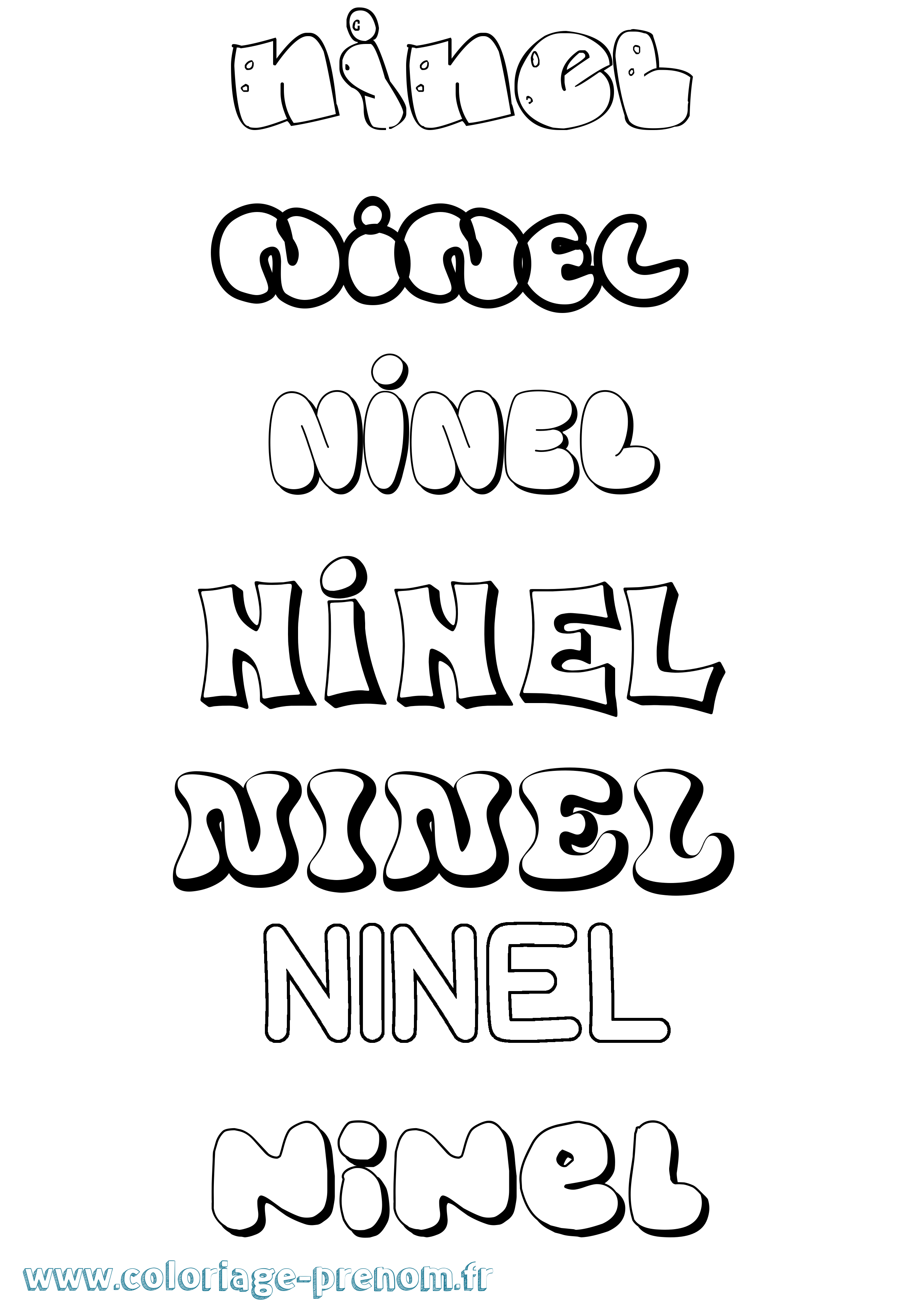Coloriage prénom Ninel Bubble