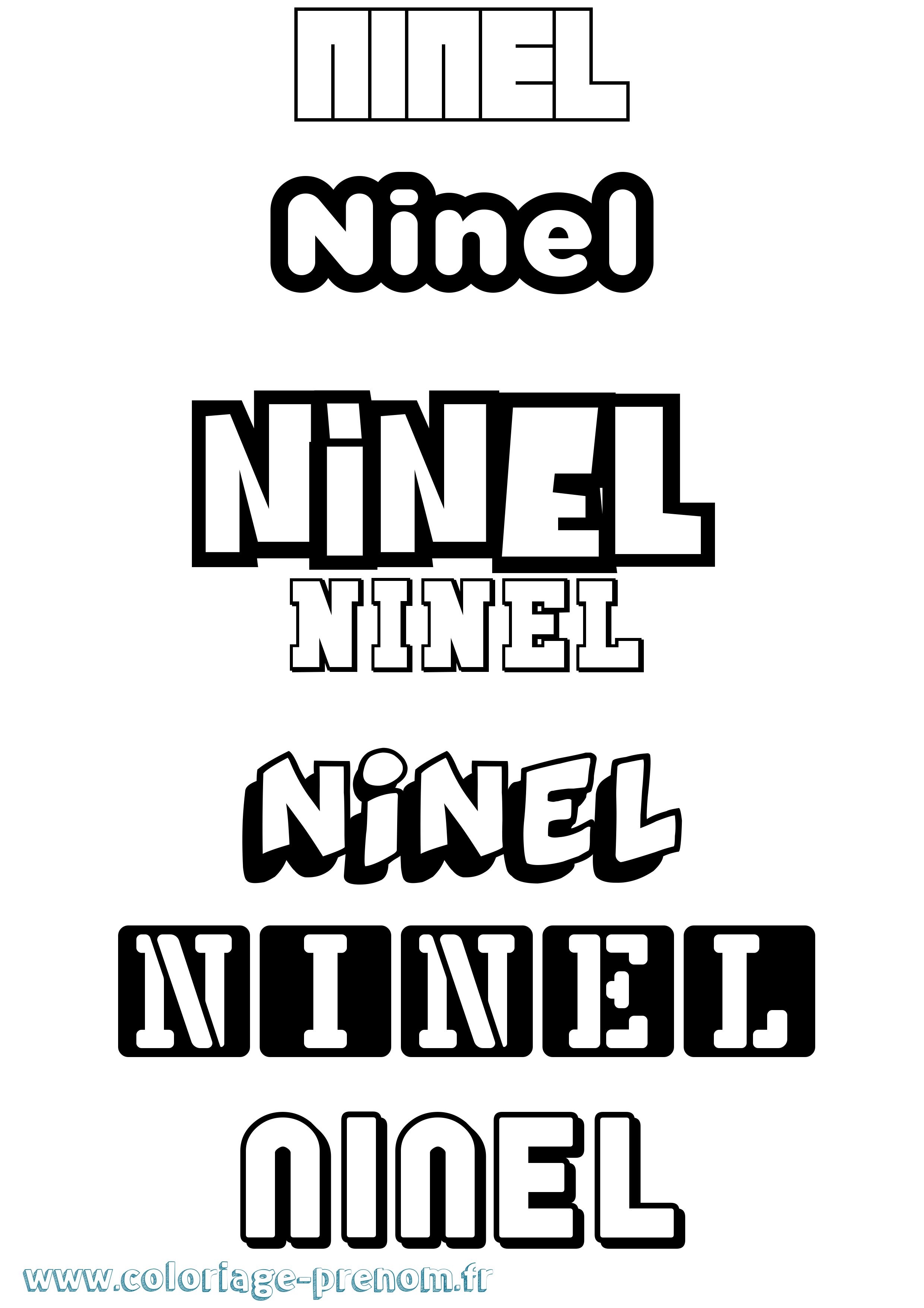 Coloriage prénom Ninel Simple