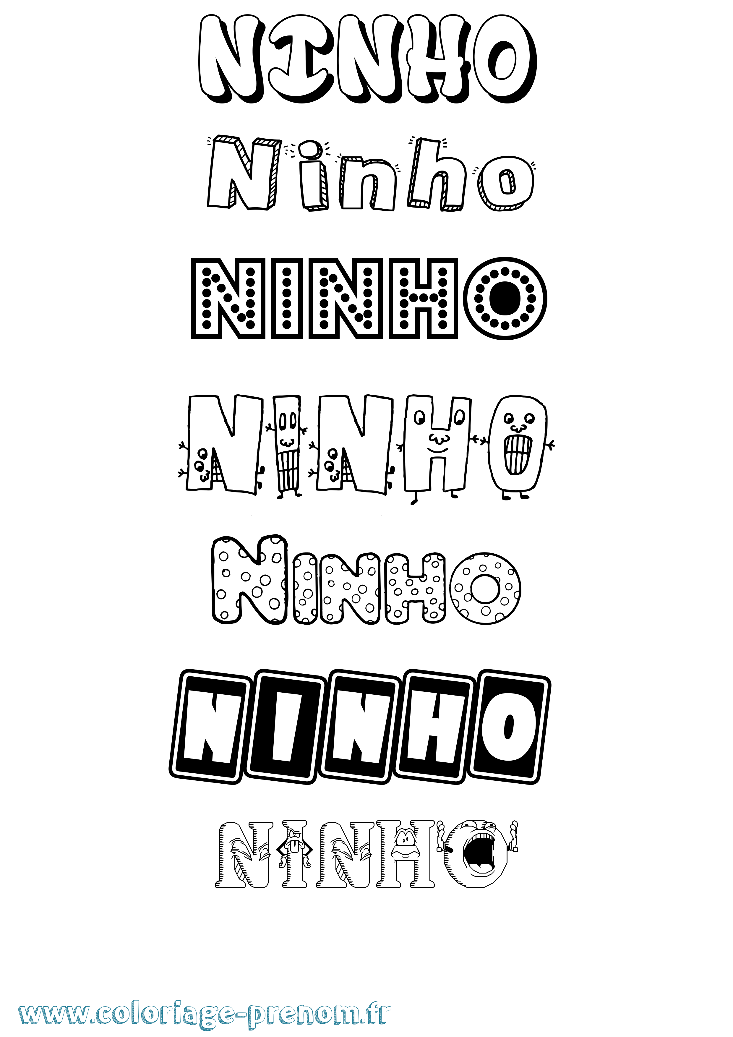 Coloriage prénom Ninho Fun
