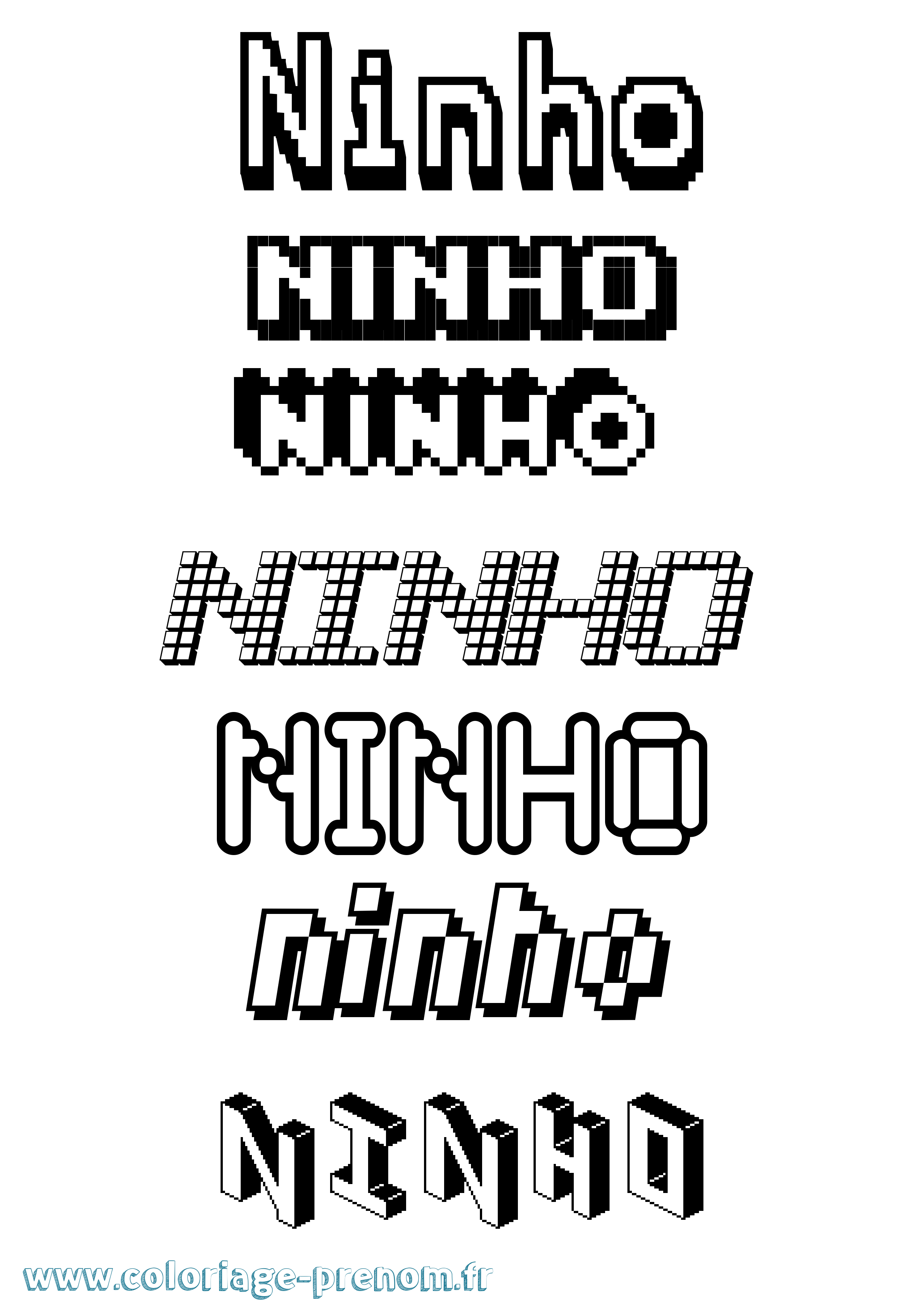 Coloriage prénom Ninho Pixel