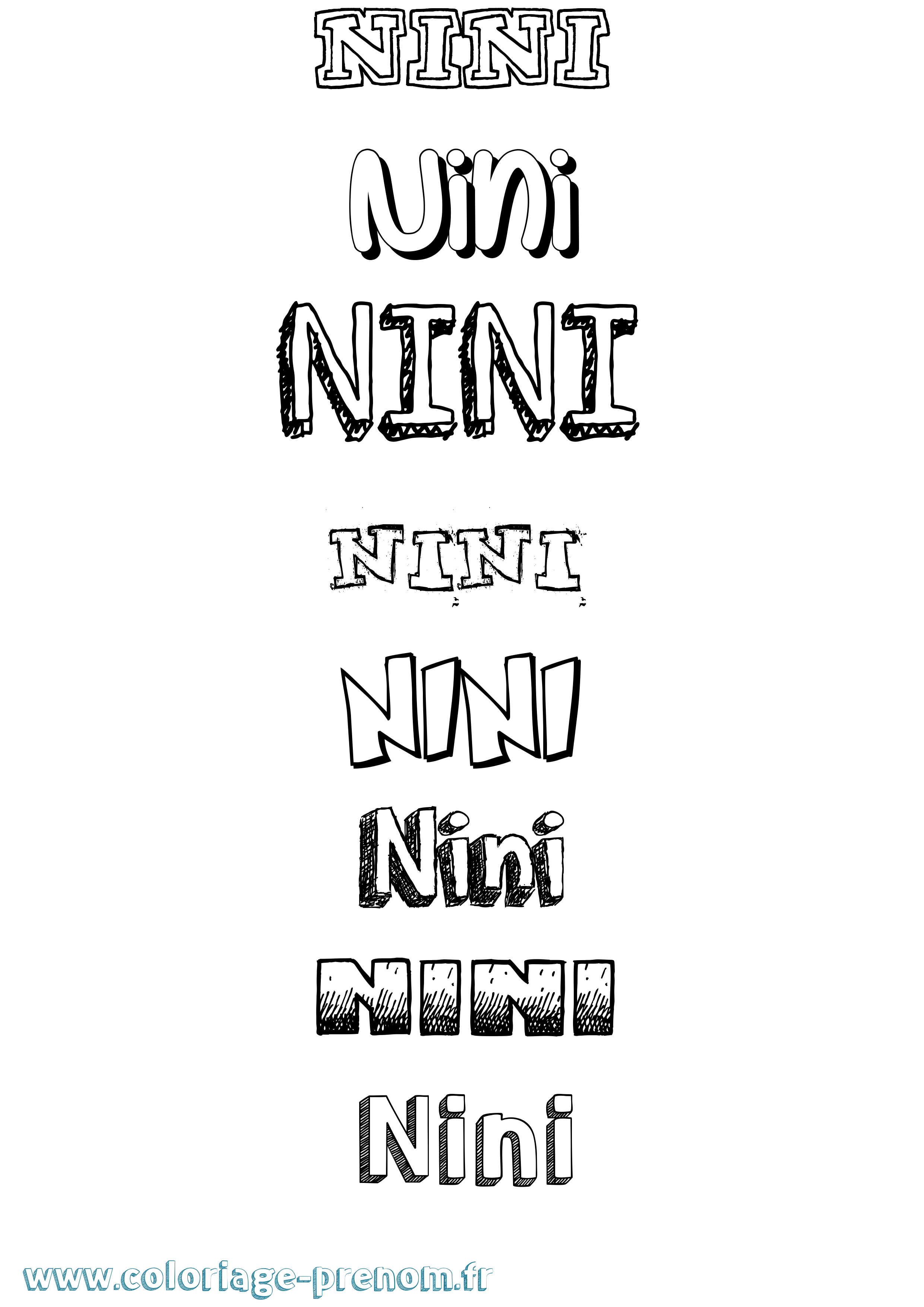 Coloriage prénom Nini Dessiné