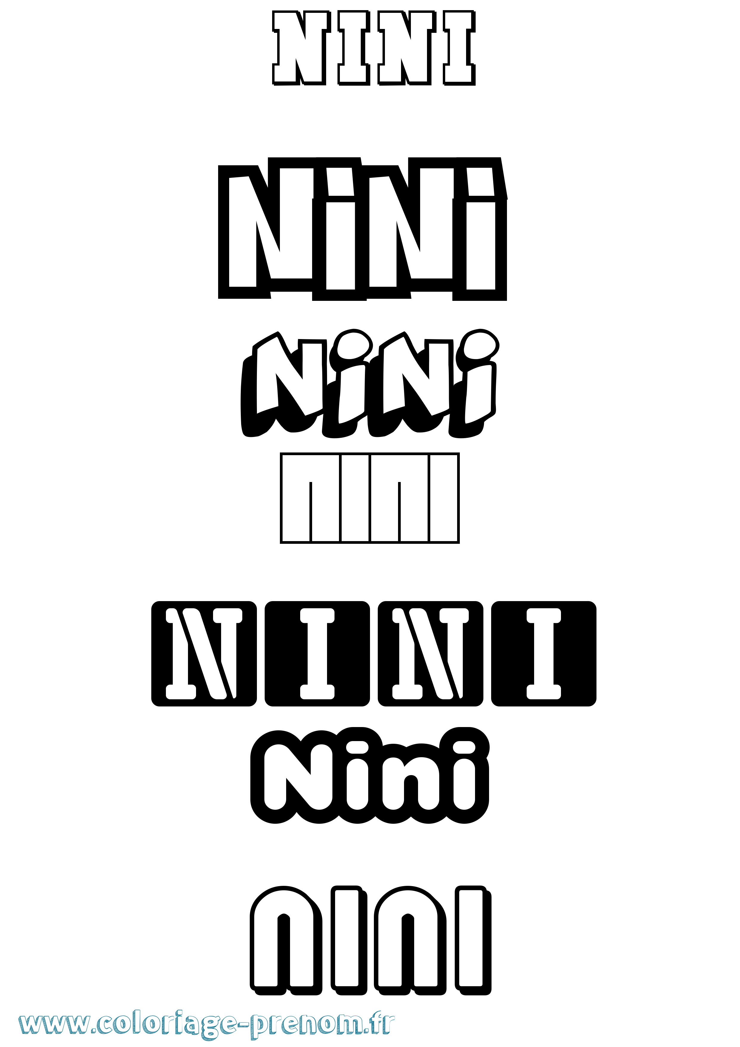 Coloriage prénom Nini Simple