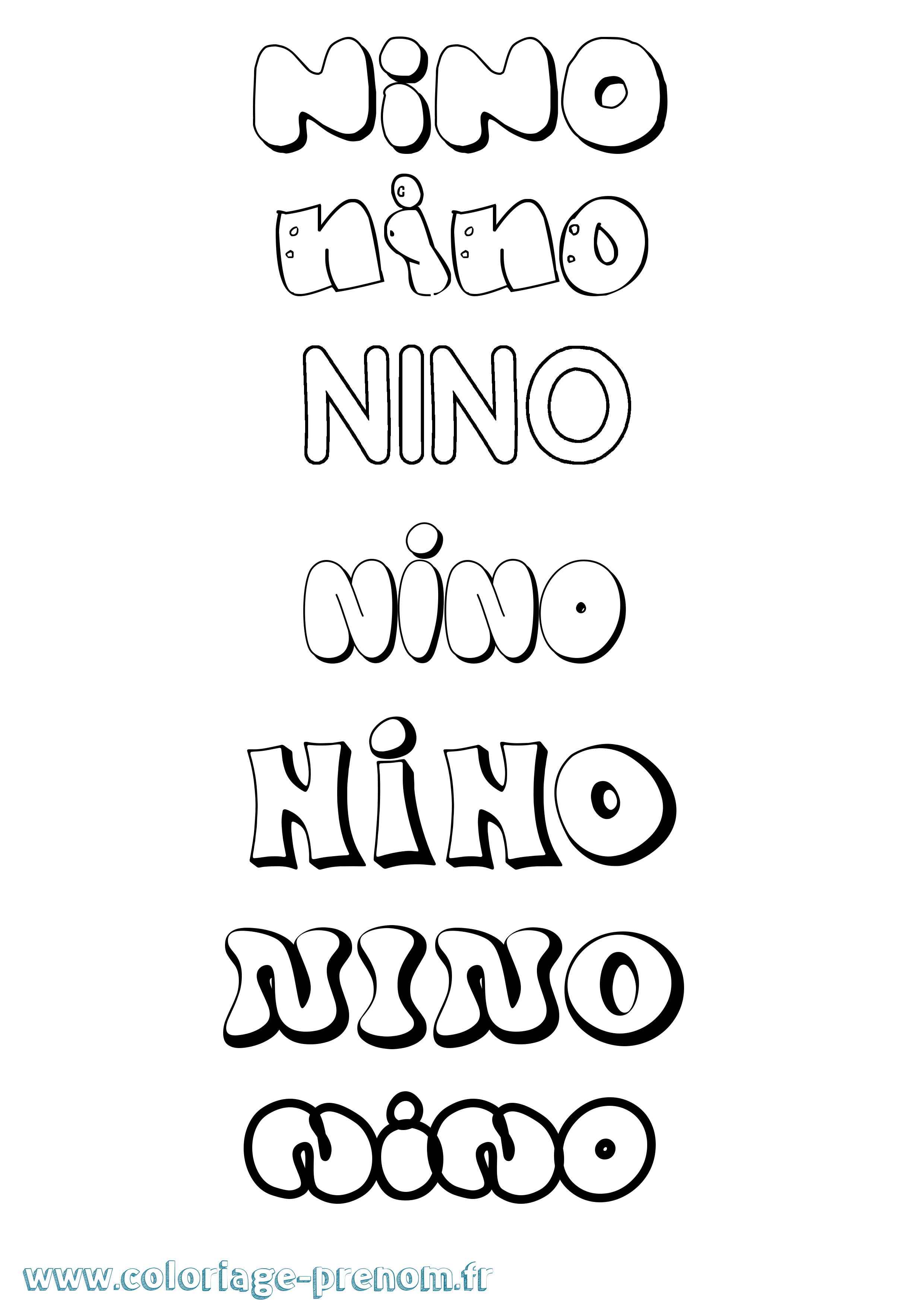 Coloriage prénom Nino Bubble