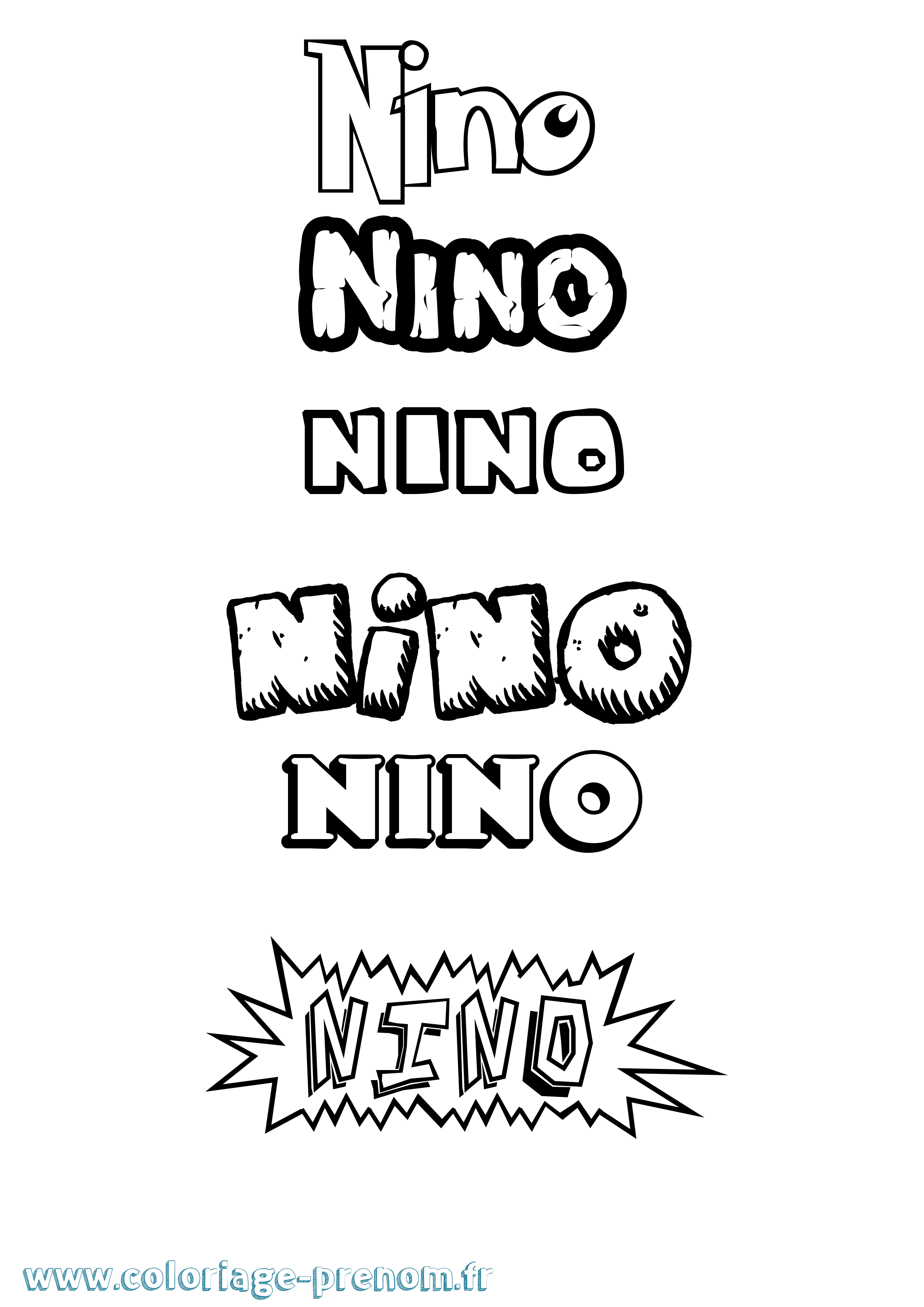 Coloriage prénom Nino Dessin Animé