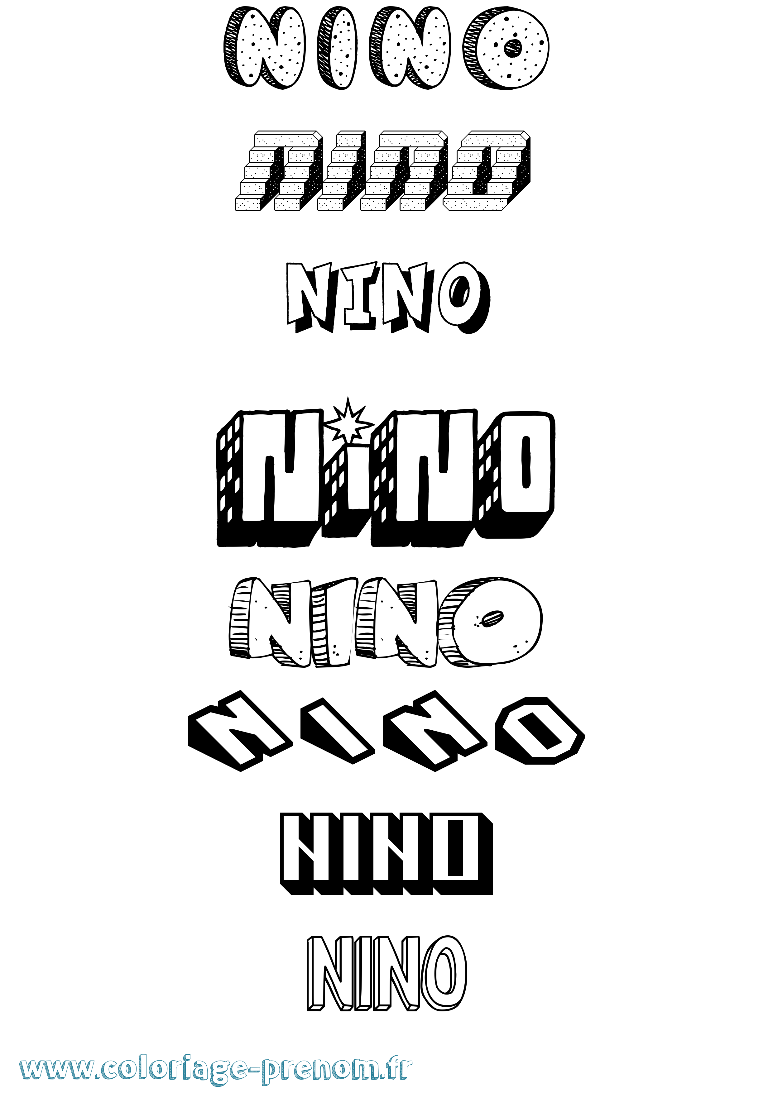 Coloriage prénom Nino Effet 3D