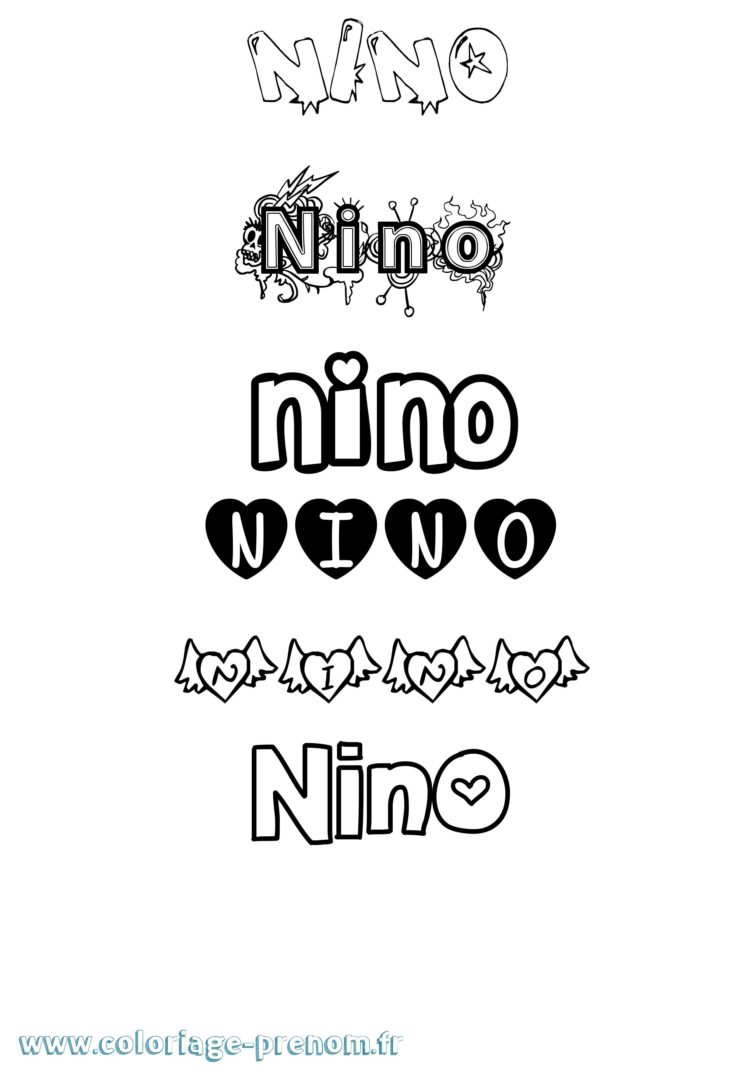 Coloriage prénom Nino Girly