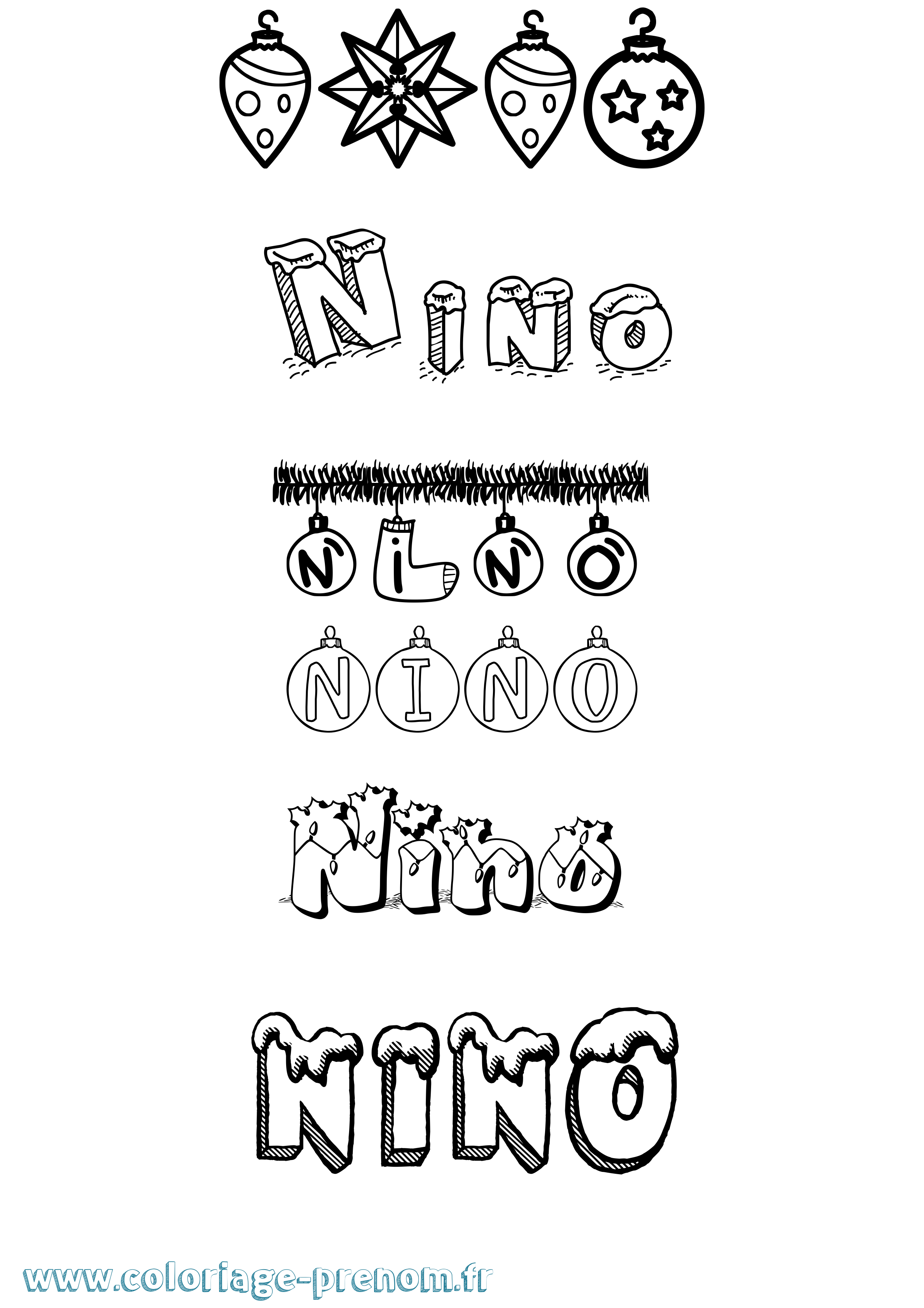 Coloriage prénom Nino Noël