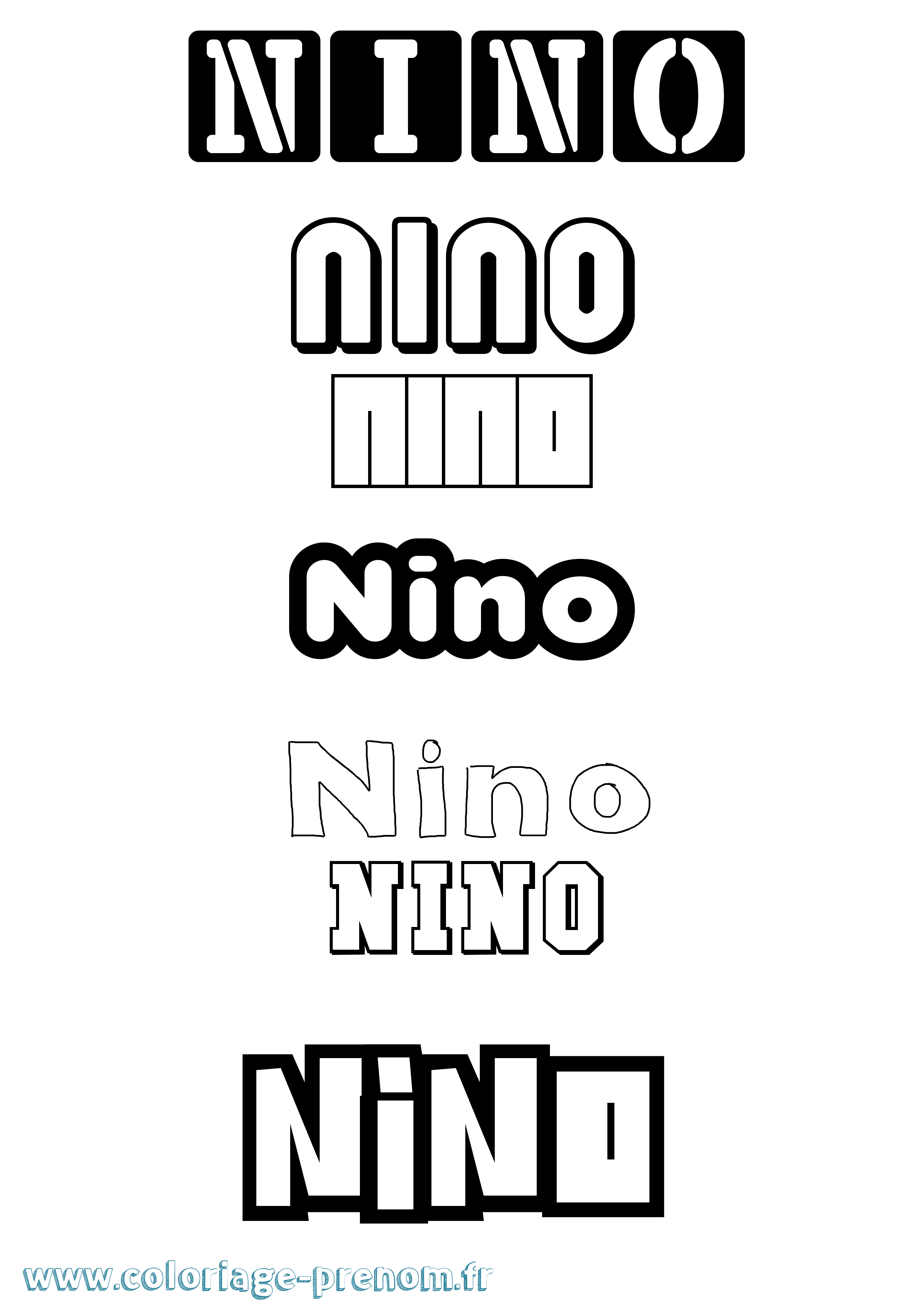 Coloriage prénom Nino Simple