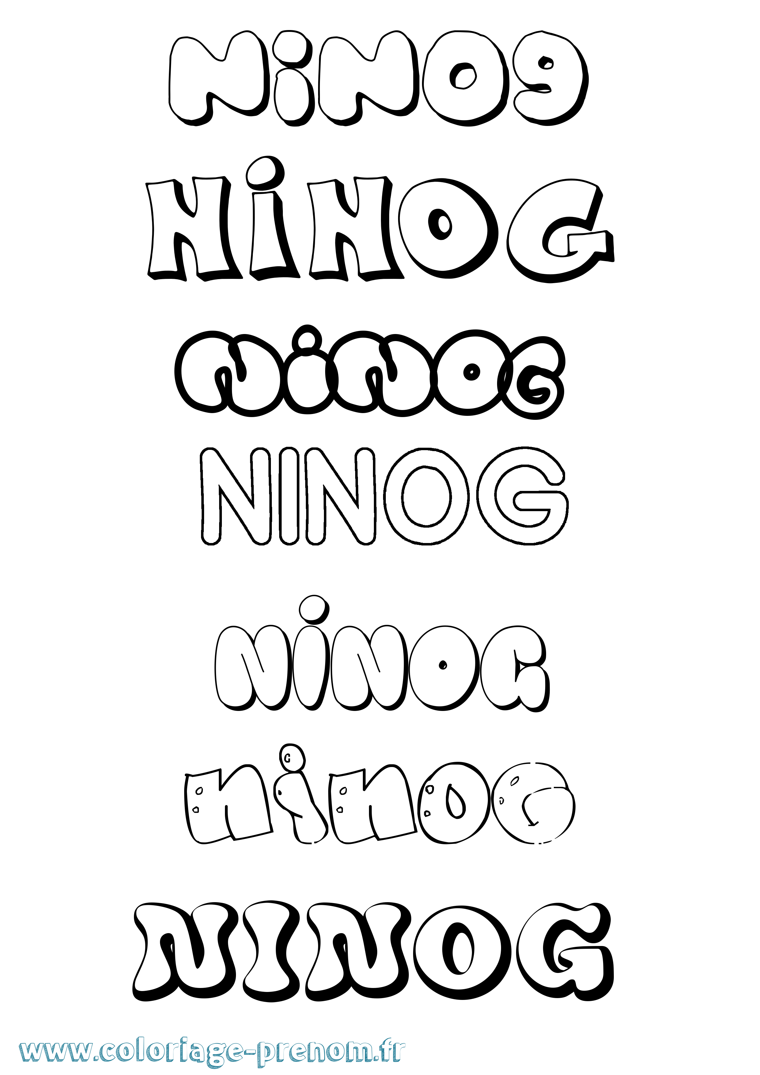 Coloriage Ninog Bubble Coloriage prénom Ninog Bubble