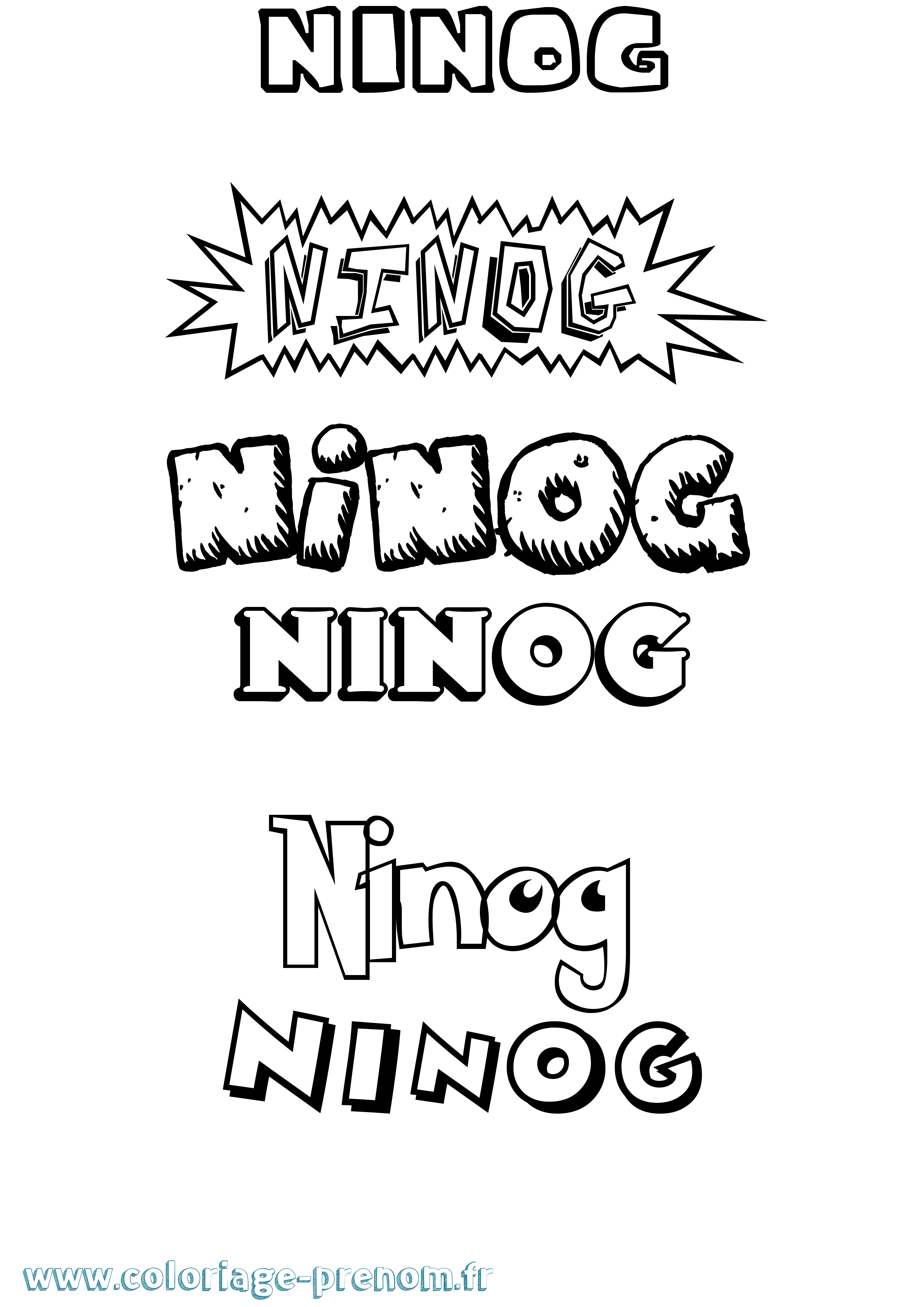 Coloriage prénom Ninog Dessin Animé
