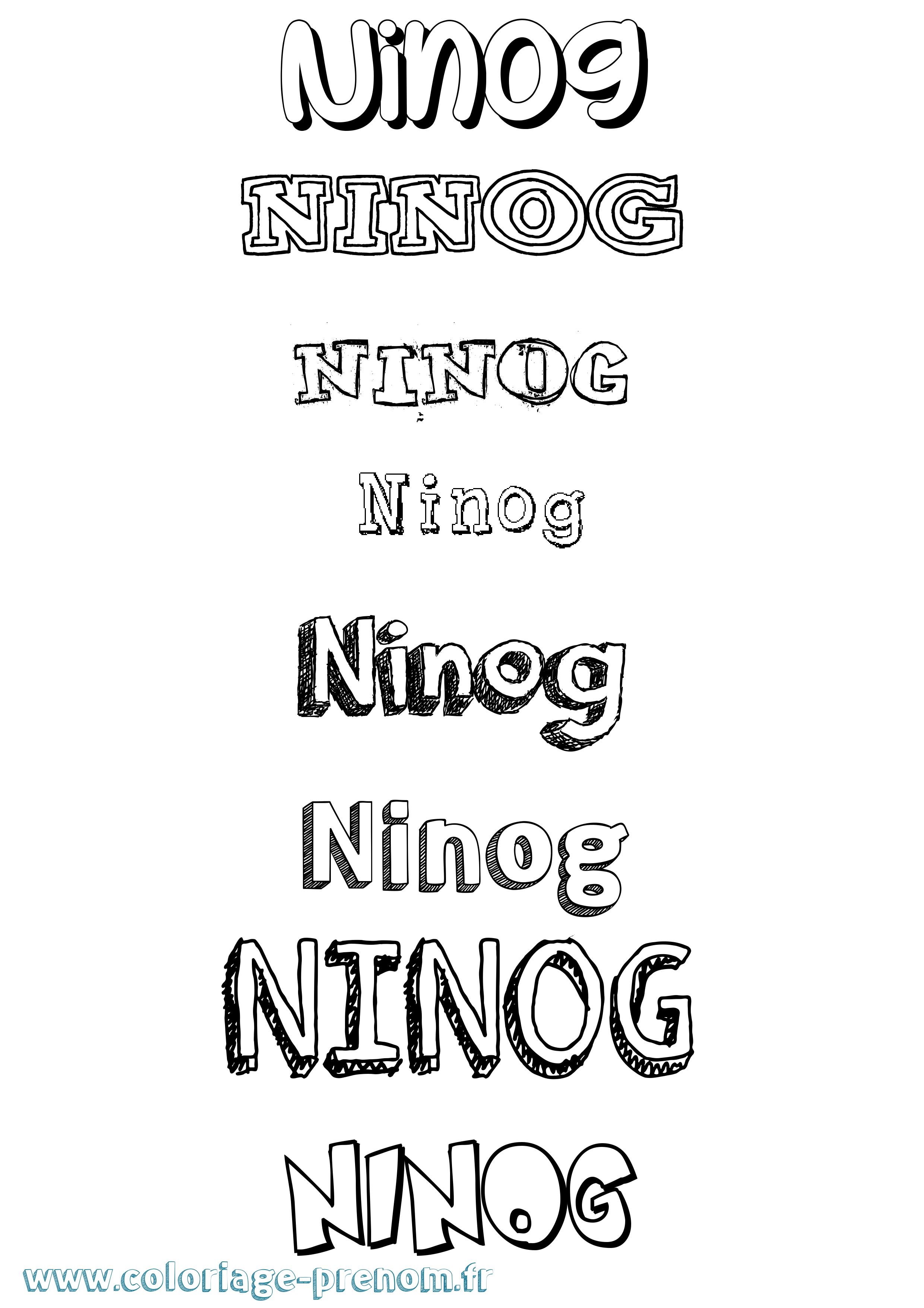 Coloriage prénom Ninog Dessiné