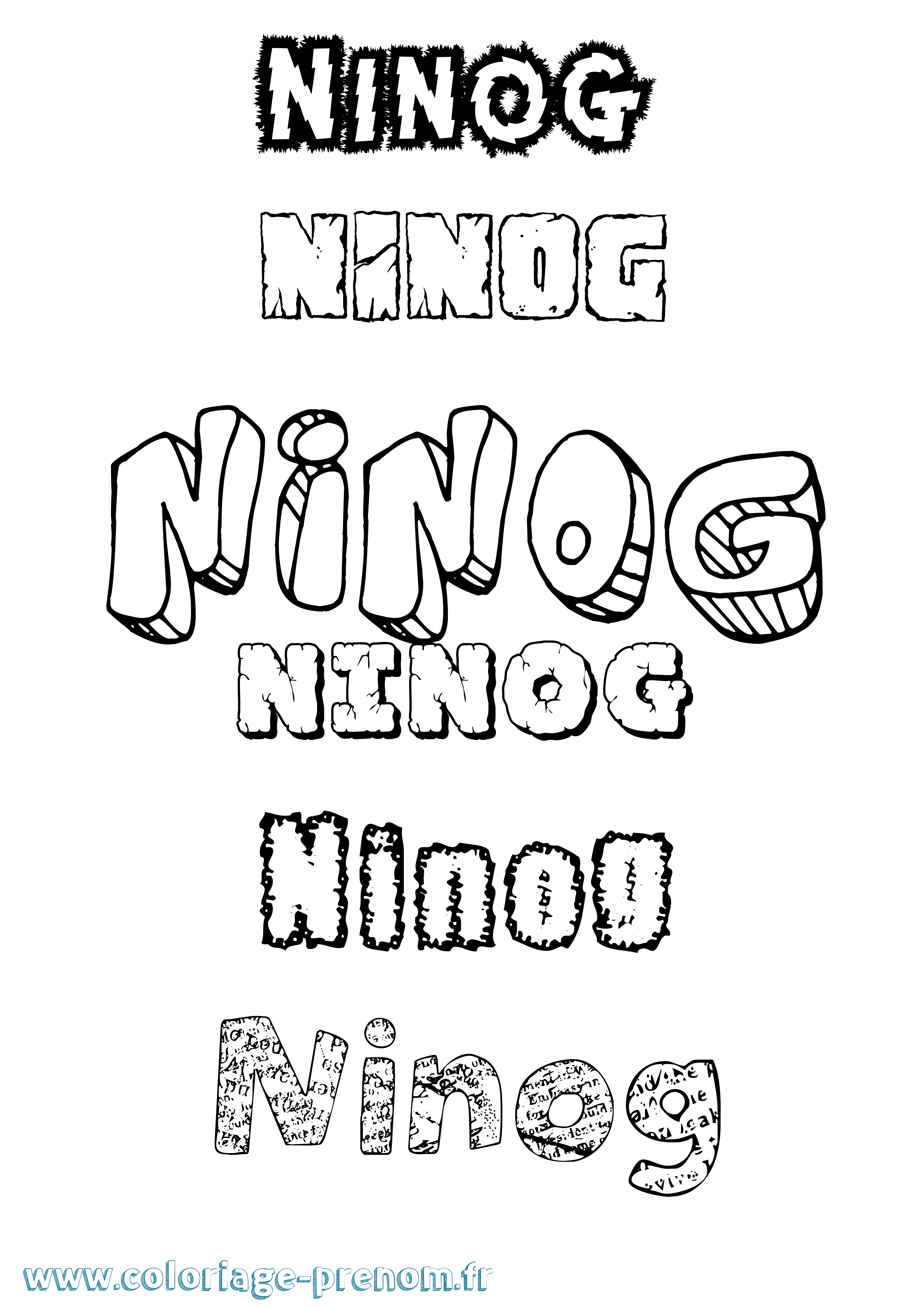 Coloriage Ninog Destructuré Coloriage prénom Ninog Destructuré