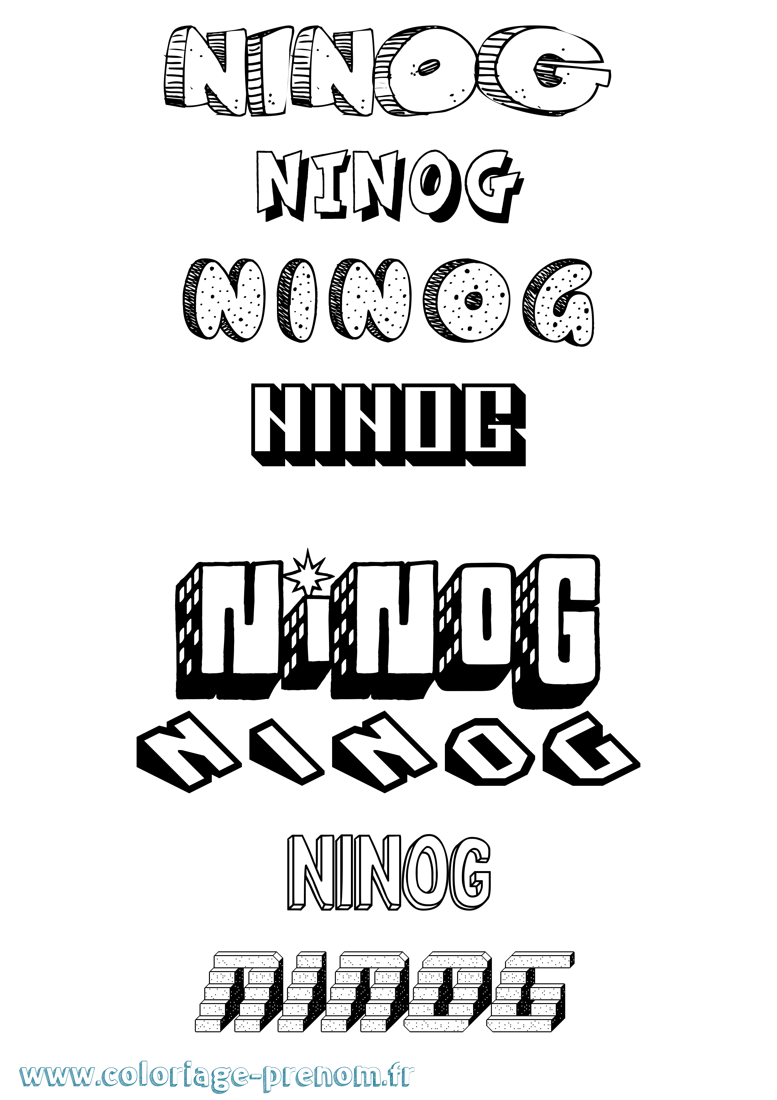 Coloriage prénom Ninog Effet 3D