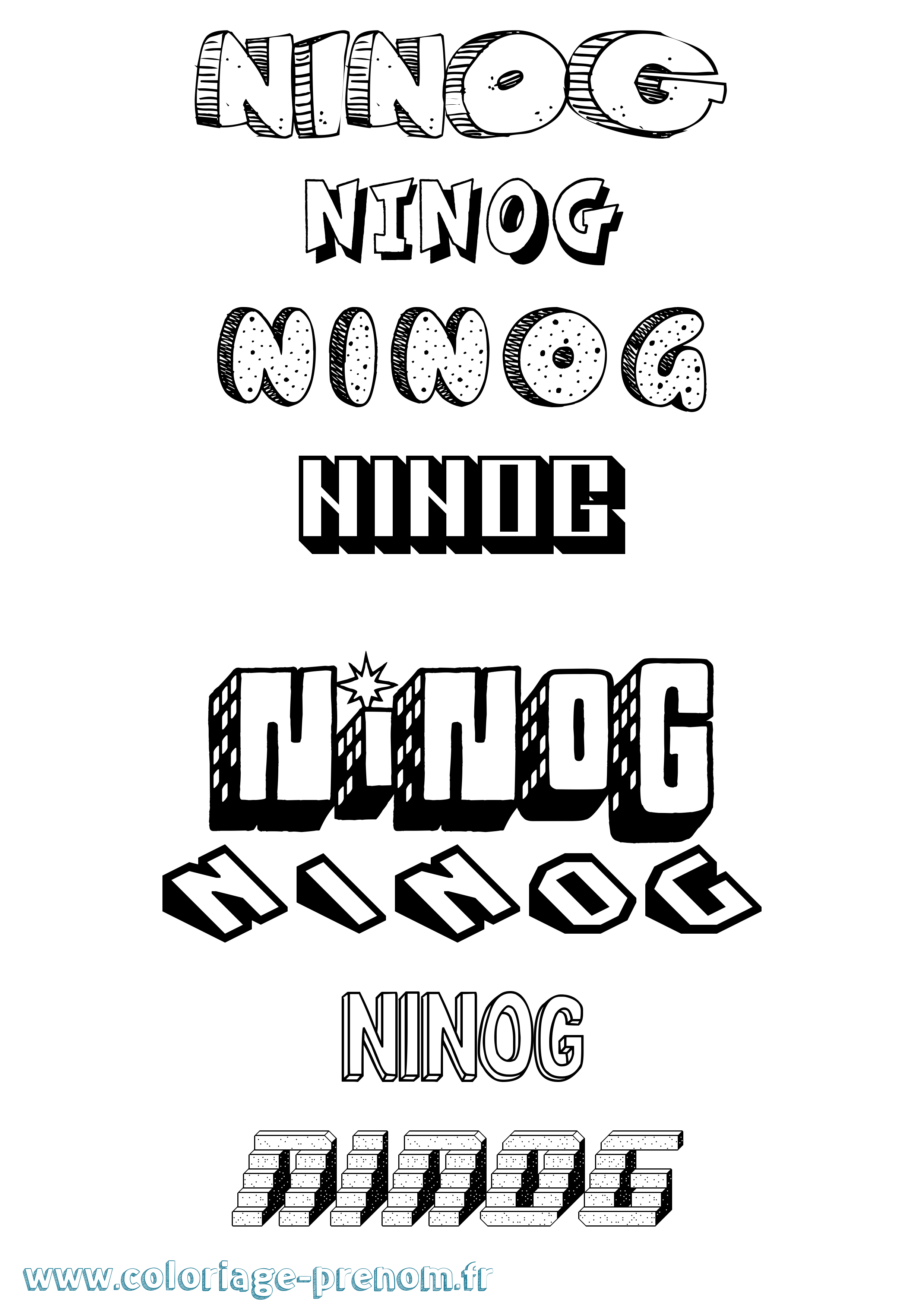 Coloriage Ninog Effet 3D Coloriage prénom Ninog Effet 3D