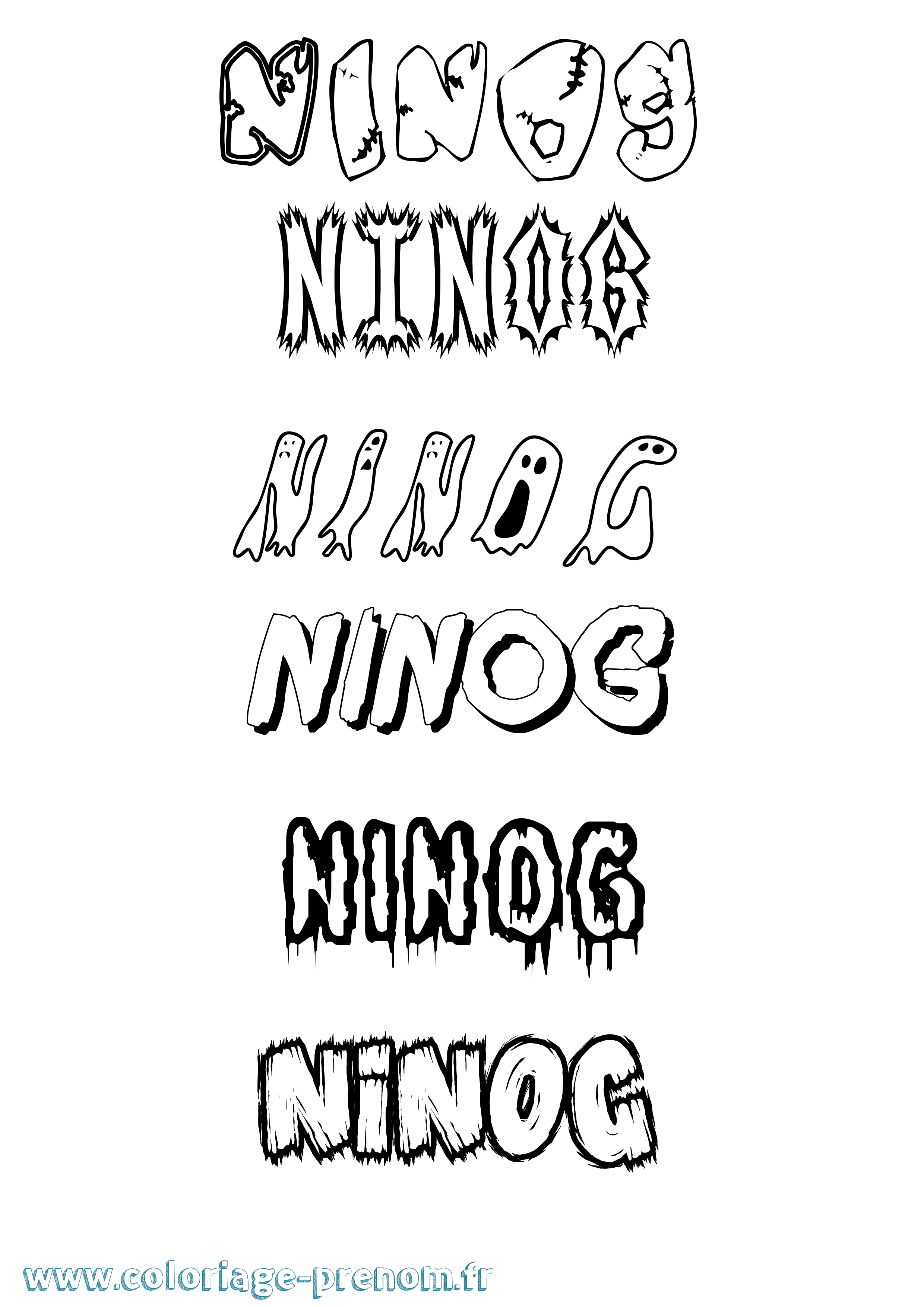 Coloriage Ninog Frisson Coloriage prénom Ninog Frisson