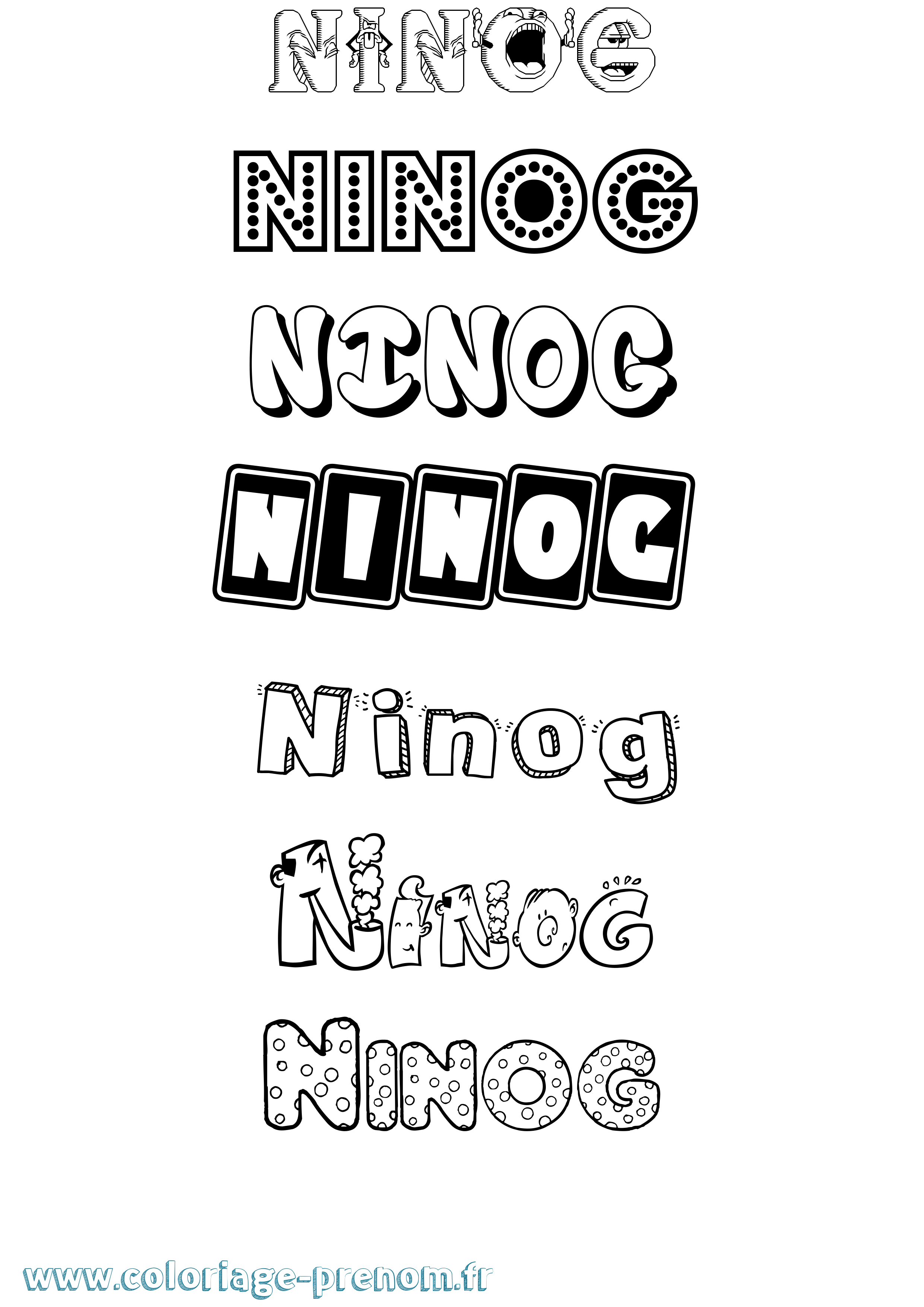 Coloriage Ninog Fun Coloriage prénom Ninog Fun