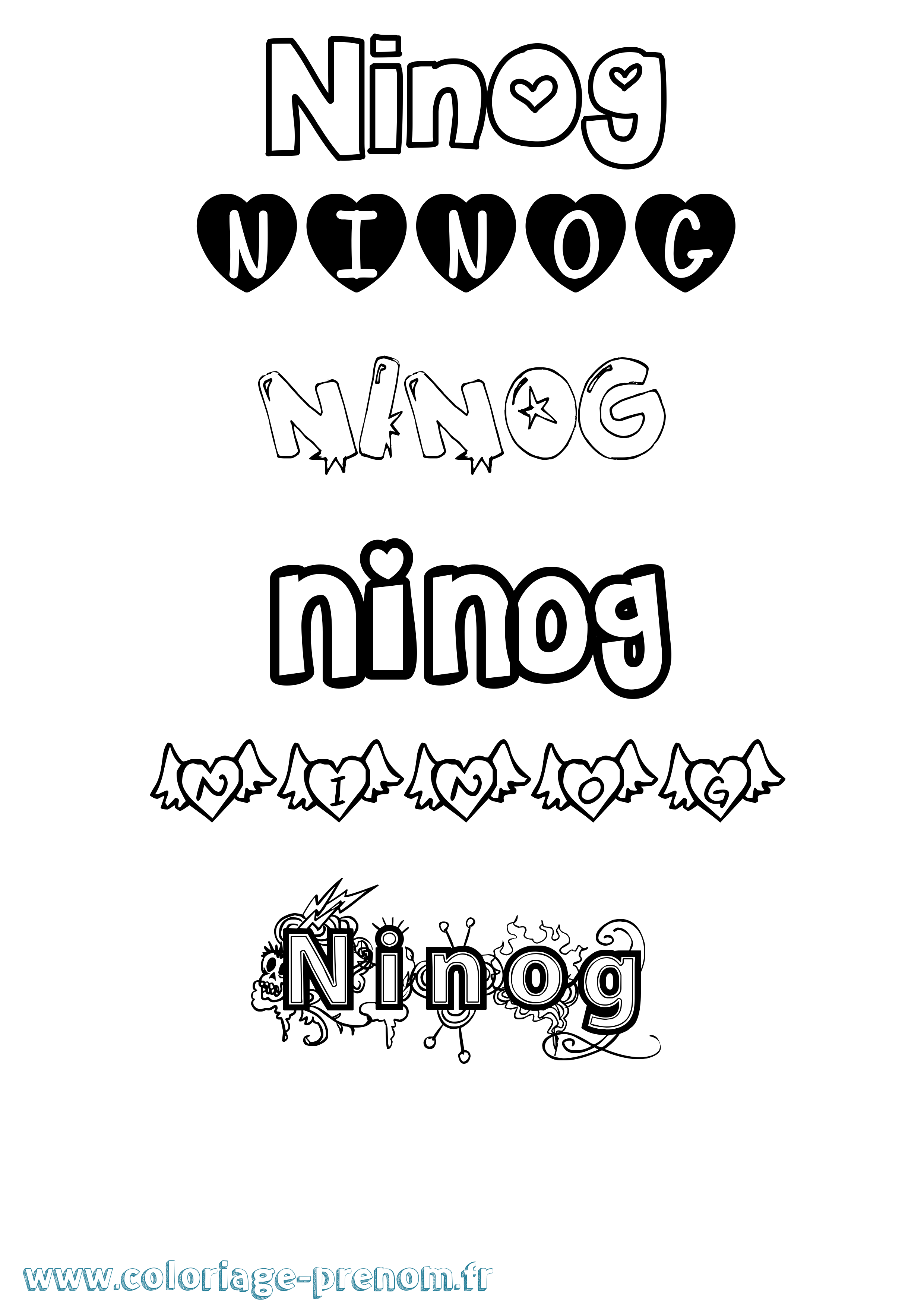 Coloriage Ninog Girly Coloriage prénom Ninog Girly