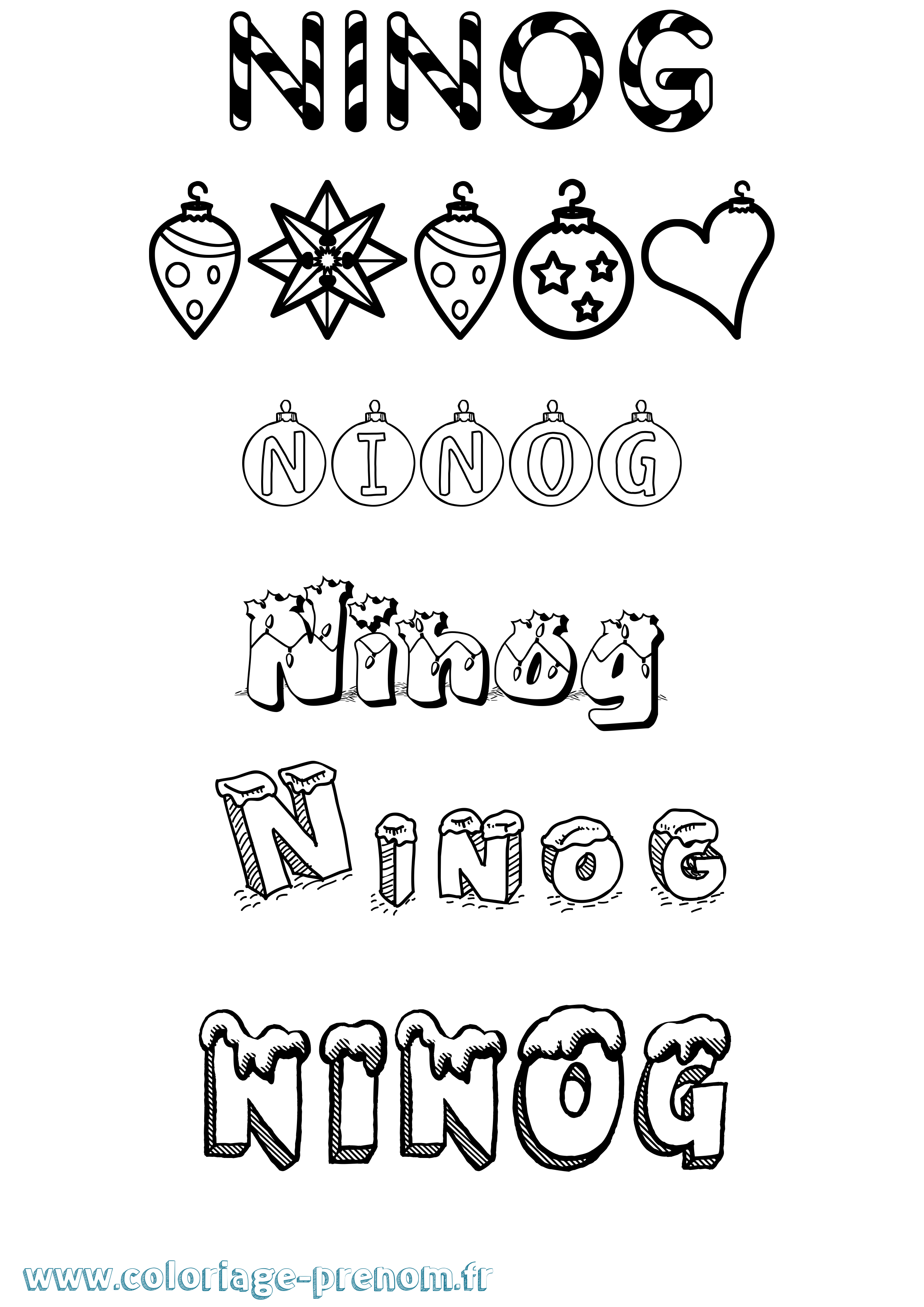 Coloriage Ninog Noël Coloriage prénom Ninog Noël