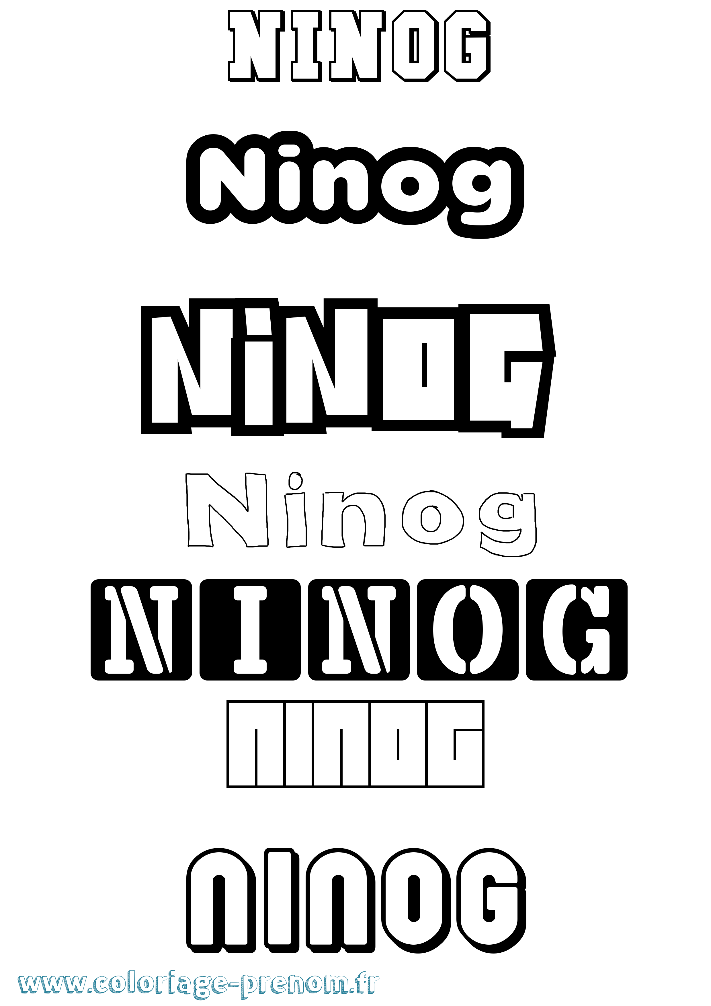 Coloriage prénom Ninog Simple