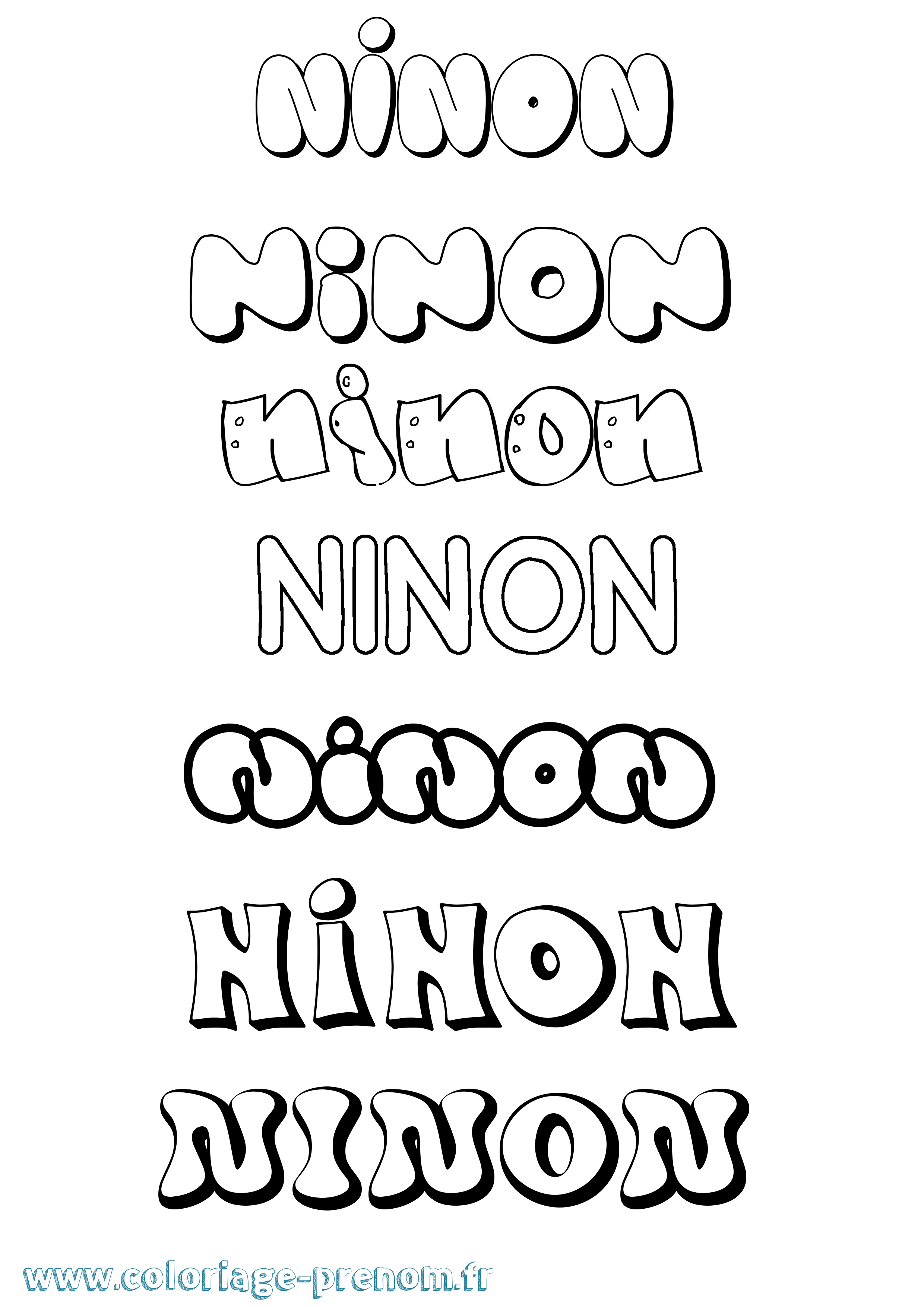 Coloriage prénom Ninon Bubble