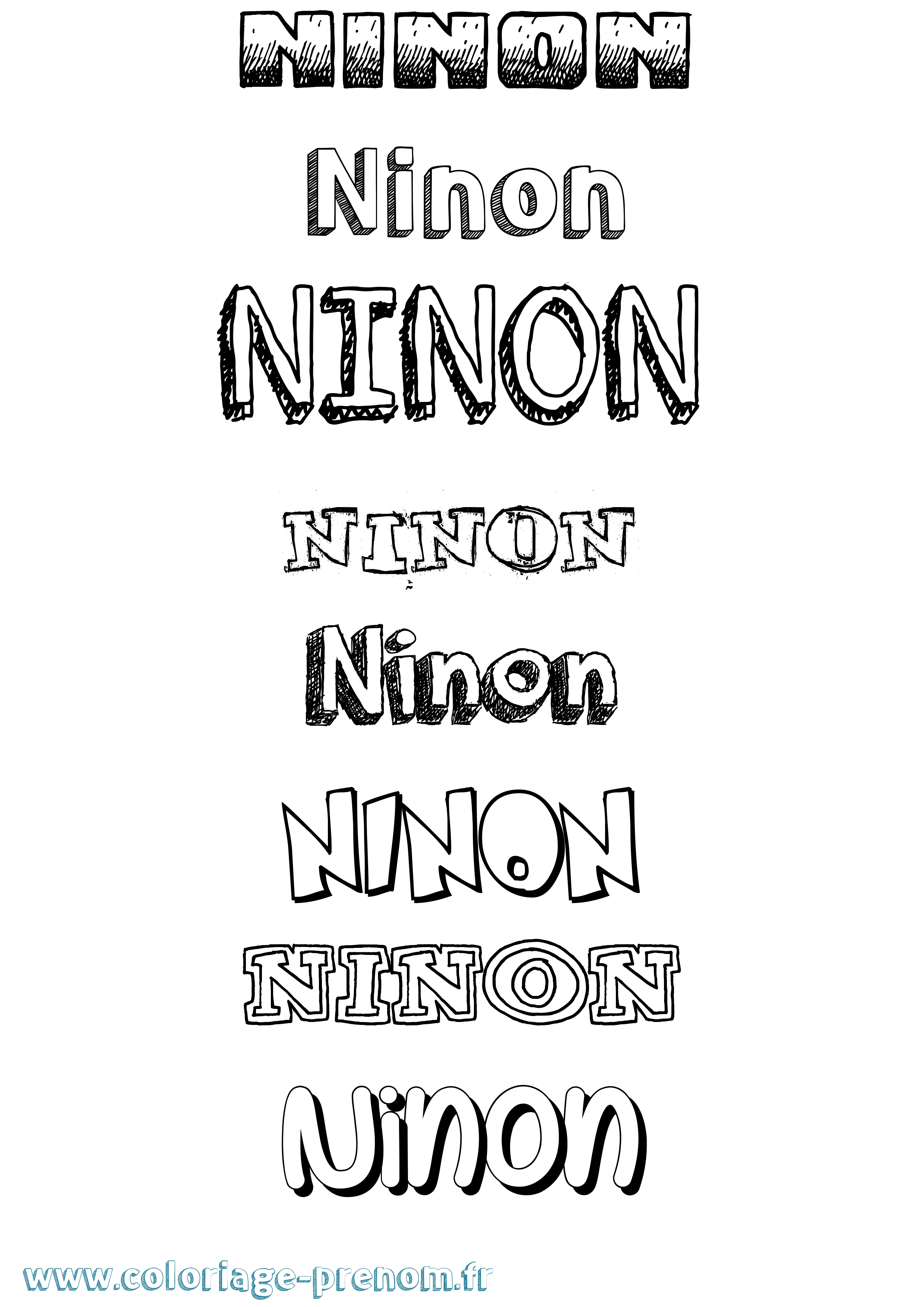 Coloriage prénom Ninon Dessiné