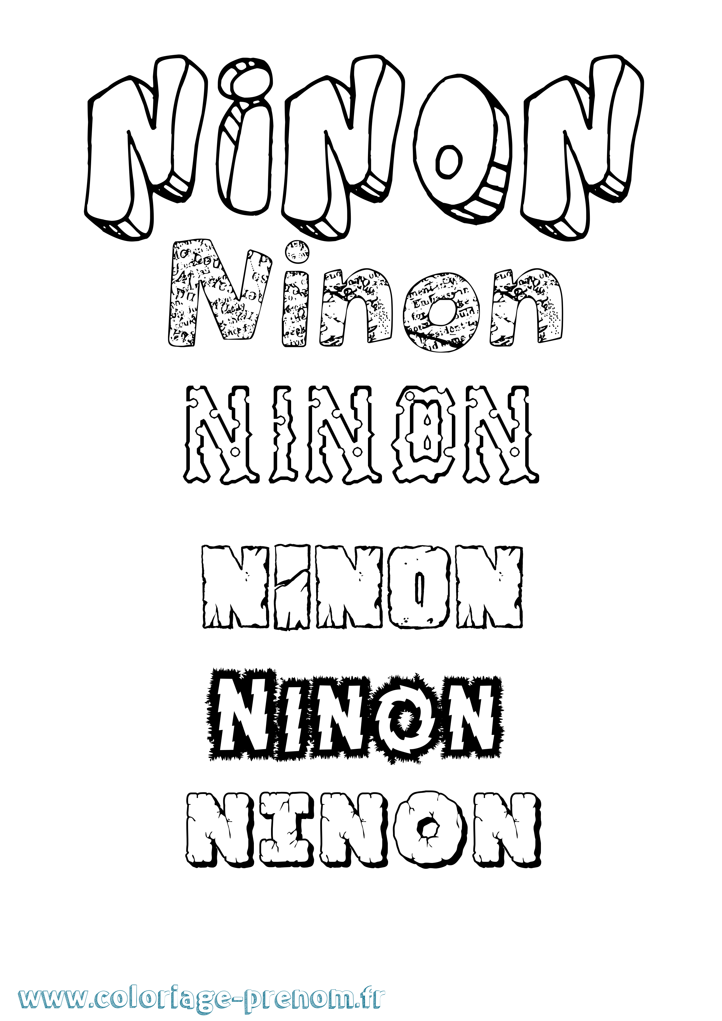 Coloriage prénom Ninon Destructuré