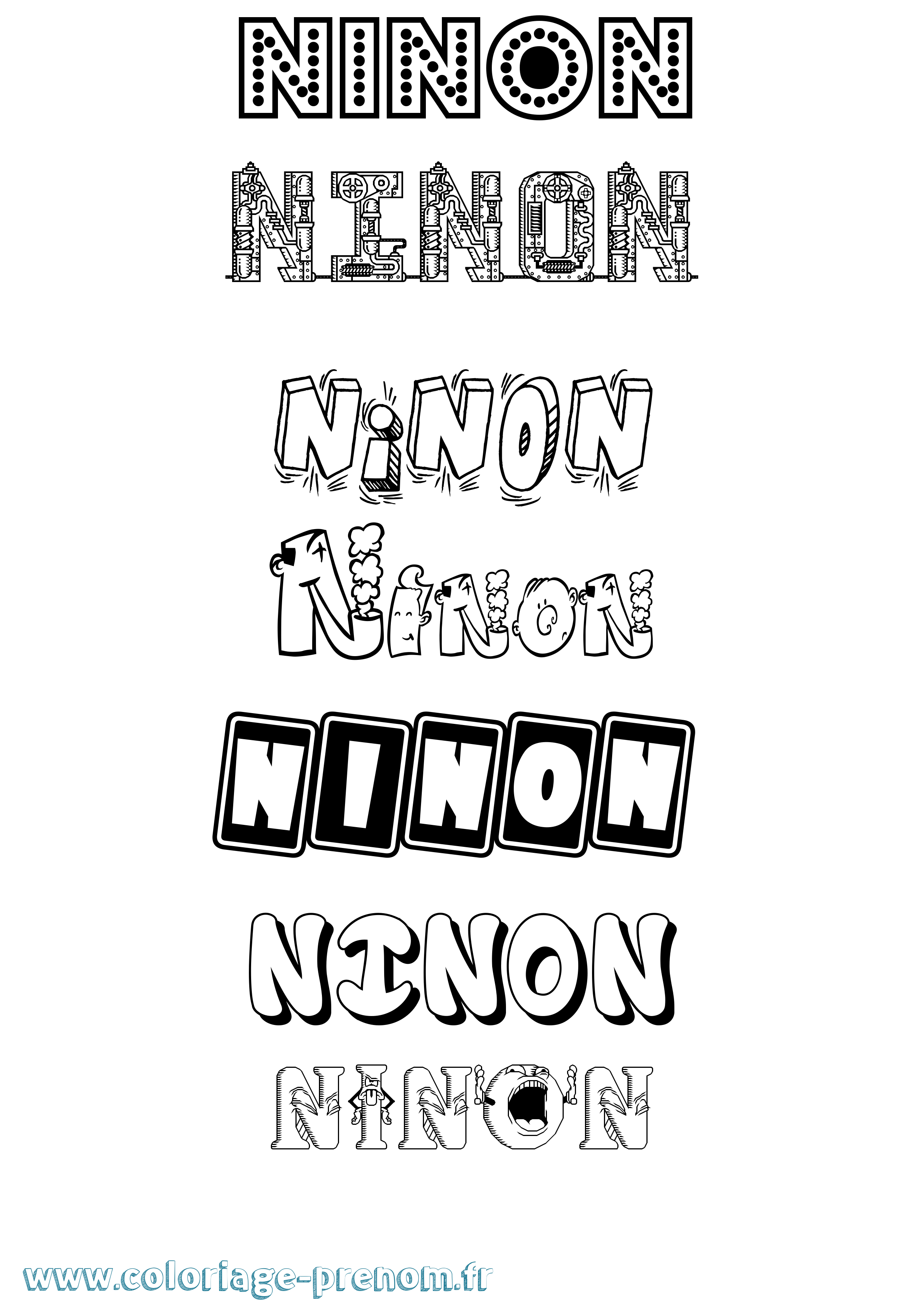 Coloriage prénom Ninon Fun