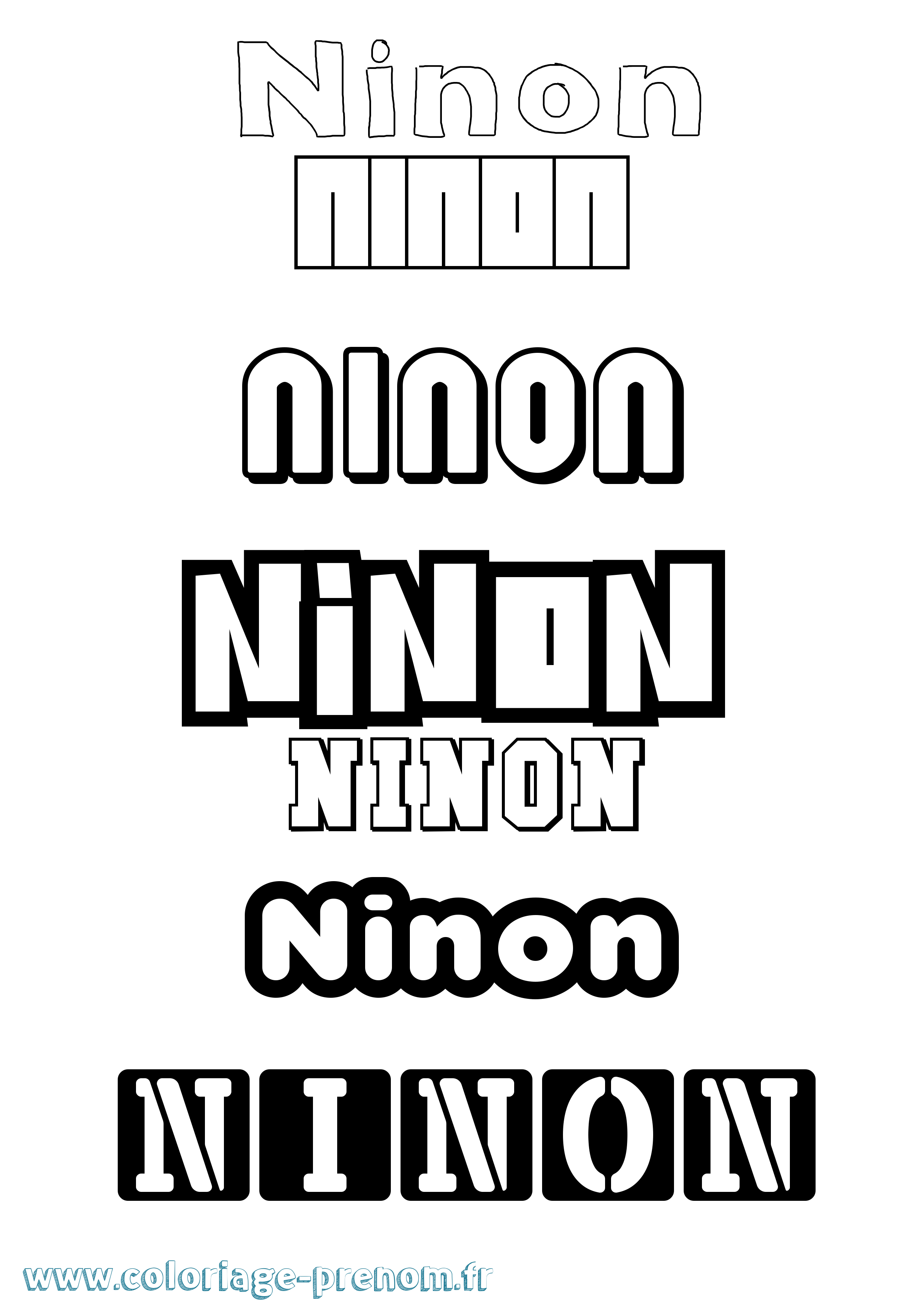 Coloriage prénom Ninon Simple