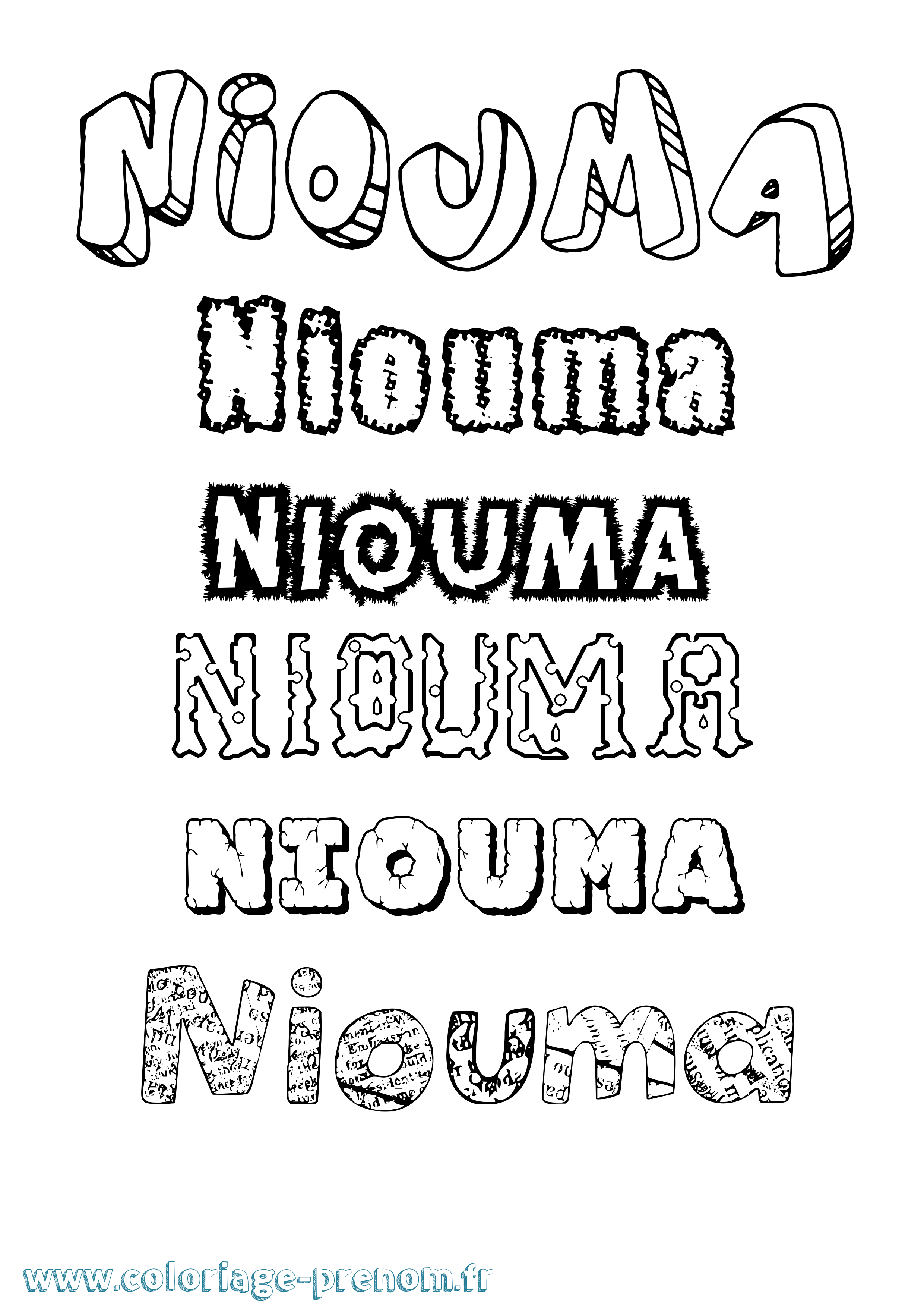Coloriage Niouma Coloriage prénom Niouma