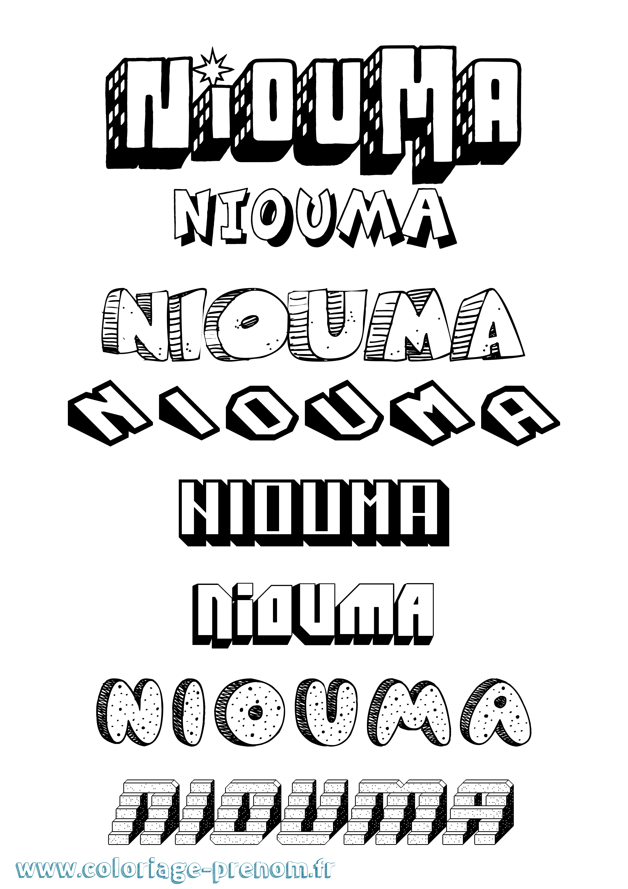 Coloriage Niouma Coloriage prénom Niouma