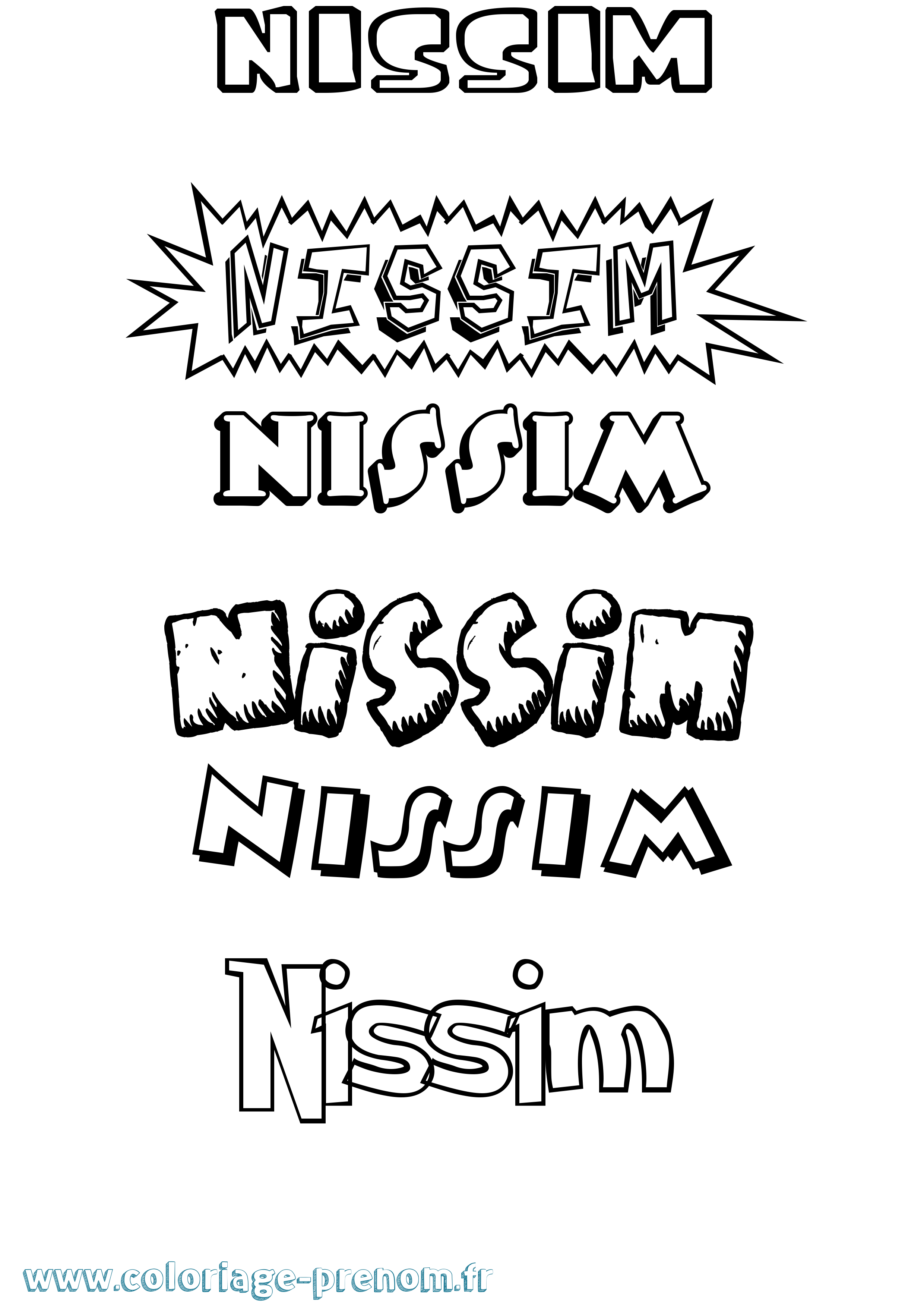 Coloriage prénom Nissim Dessin Animé