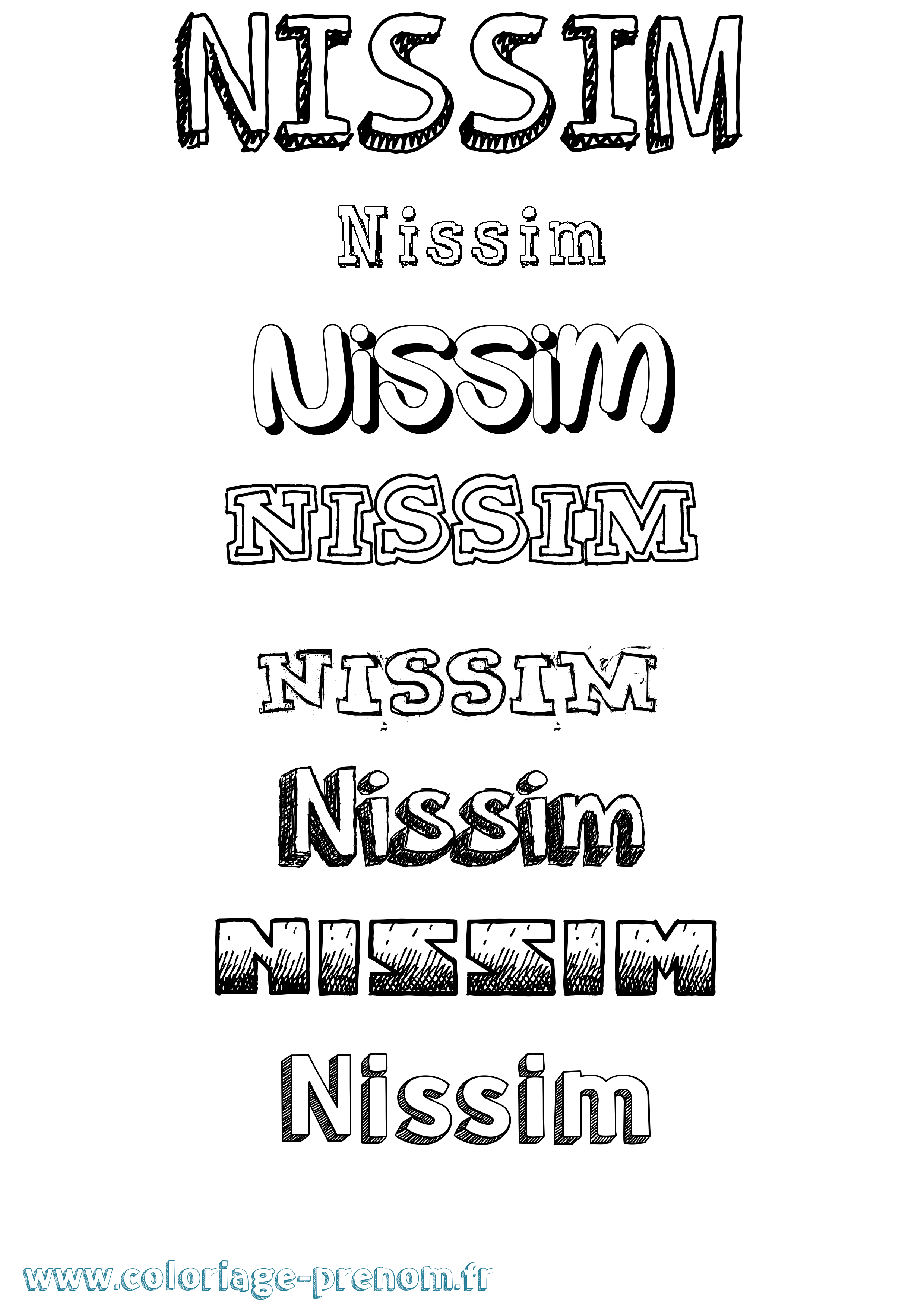 Coloriage prénom Nissim Dessiné