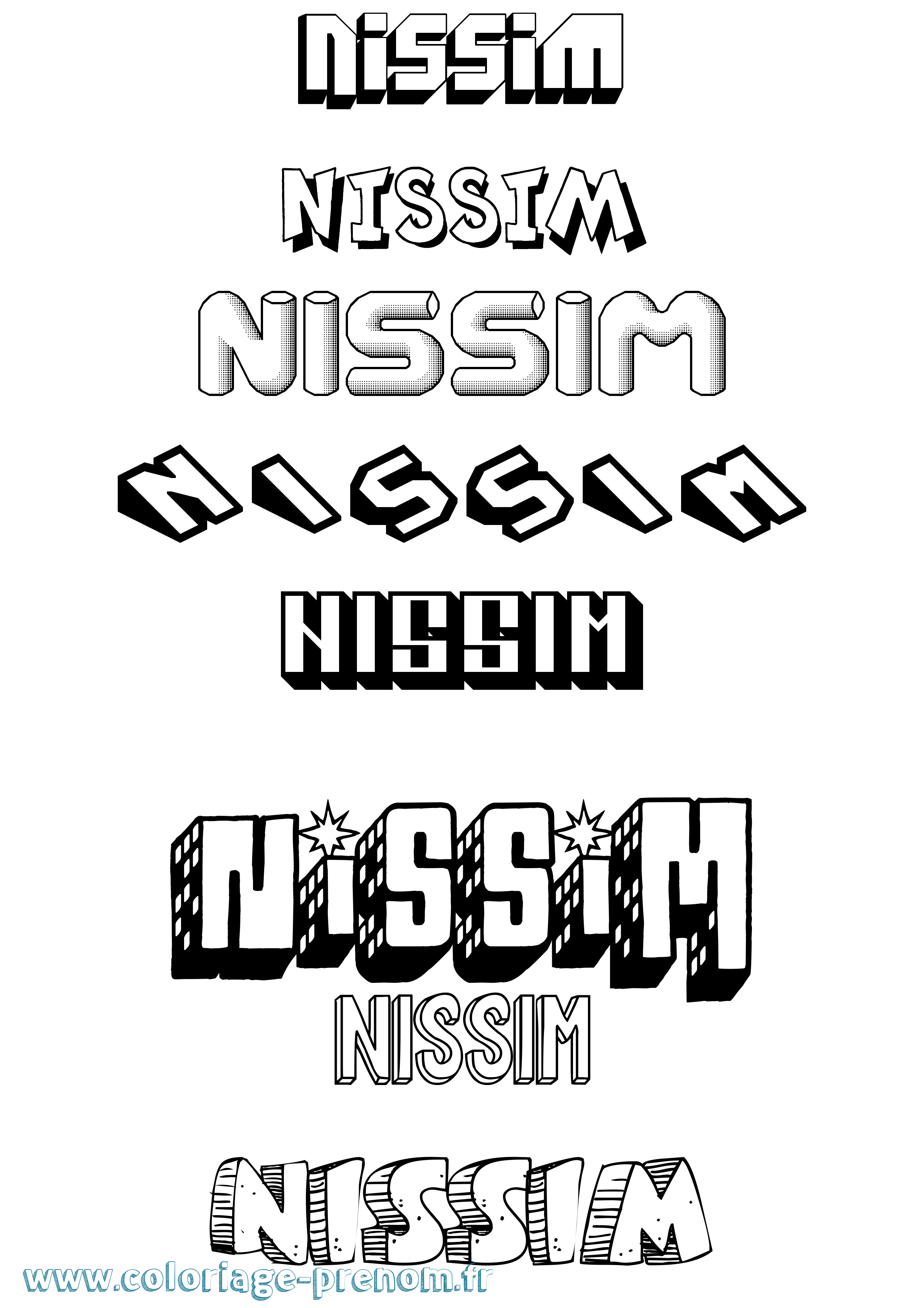 Coloriage prénom Nissim Effet 3D