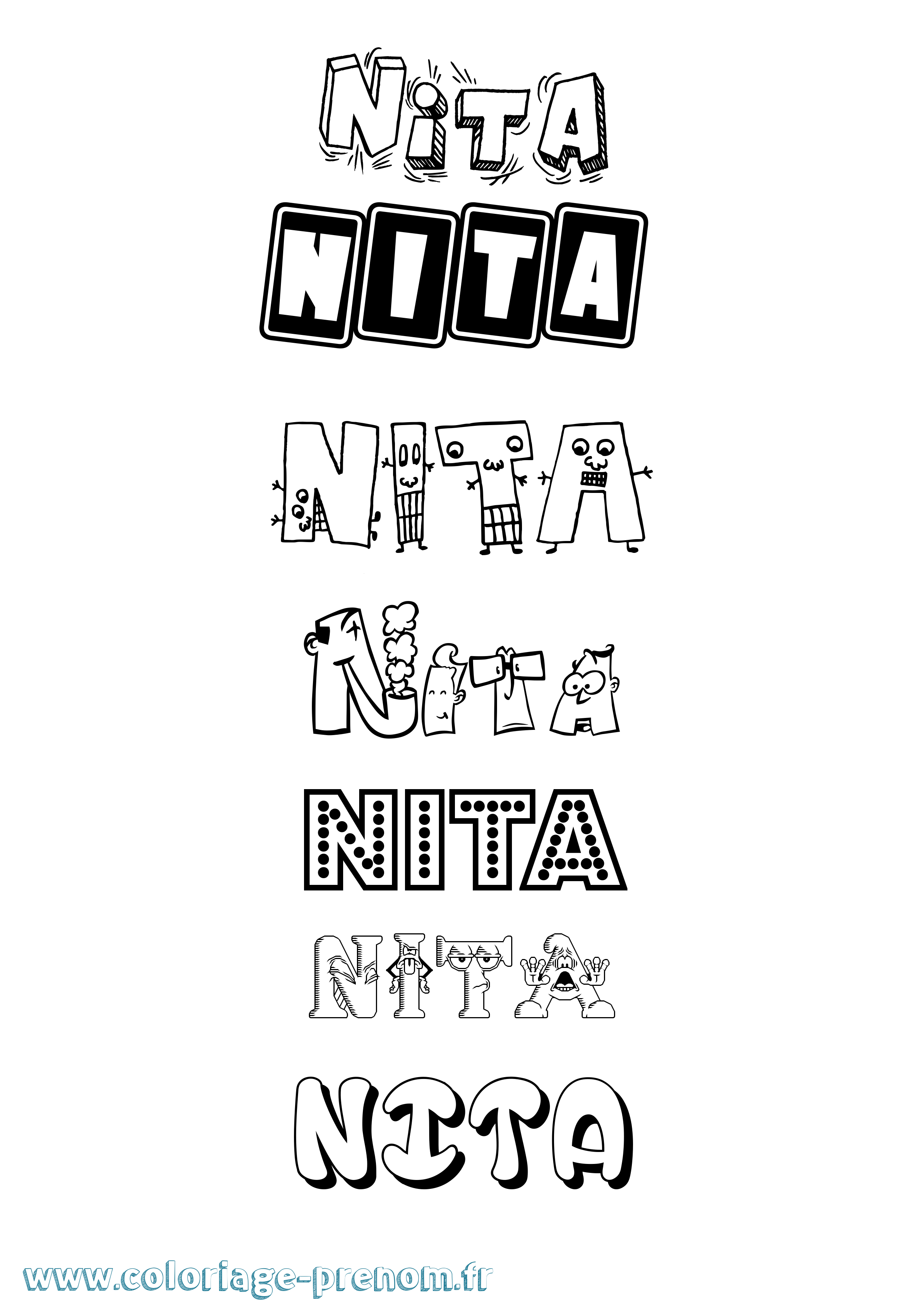 Coloriage prénom Nita Fun
