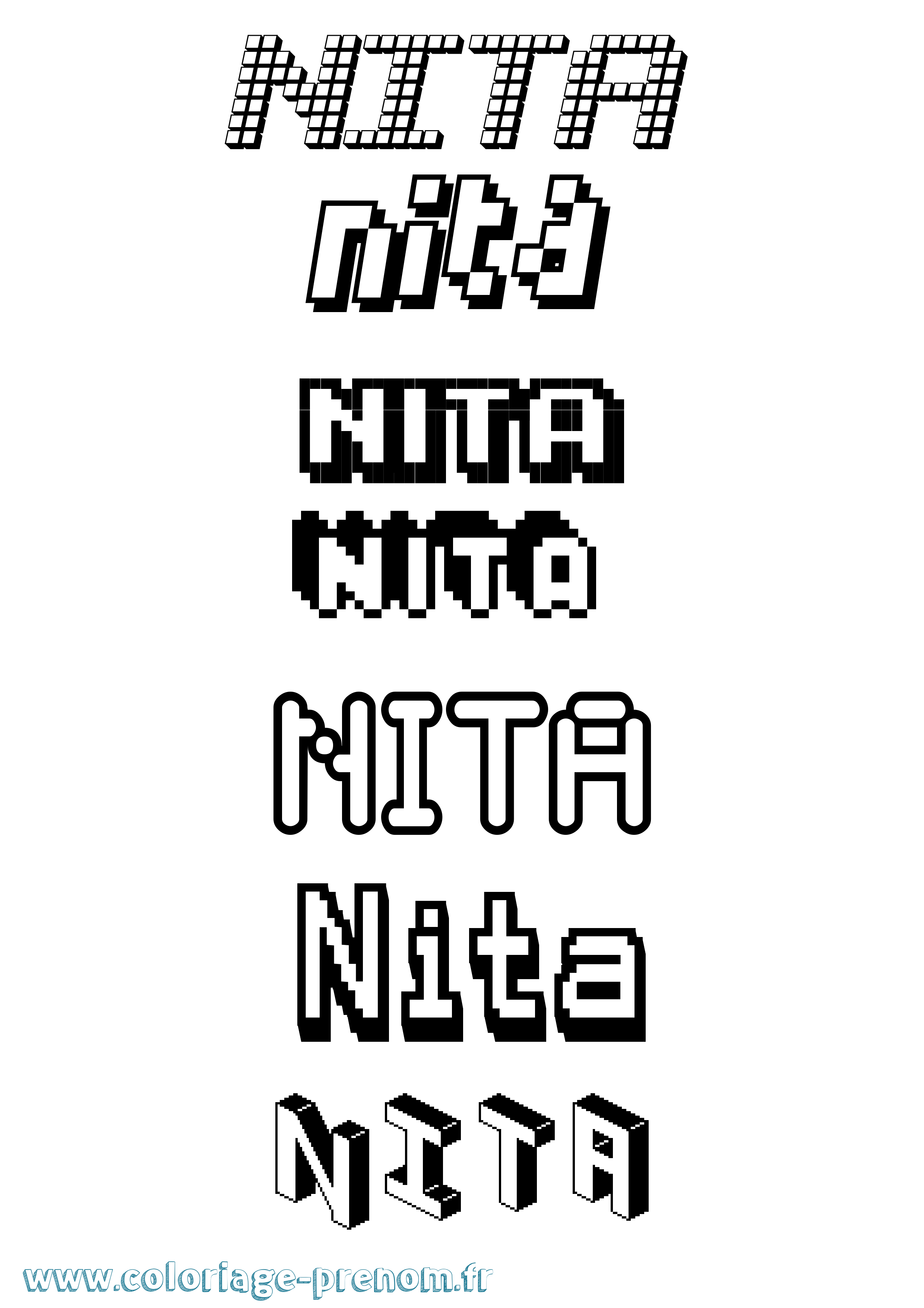 Coloriage prénom Nita Pixel
