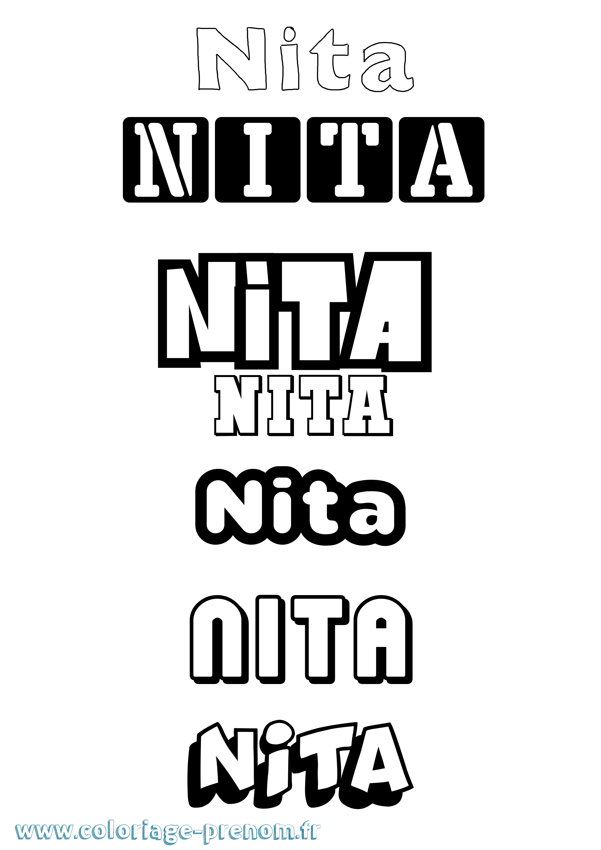 Coloriage prénom Nita Simple